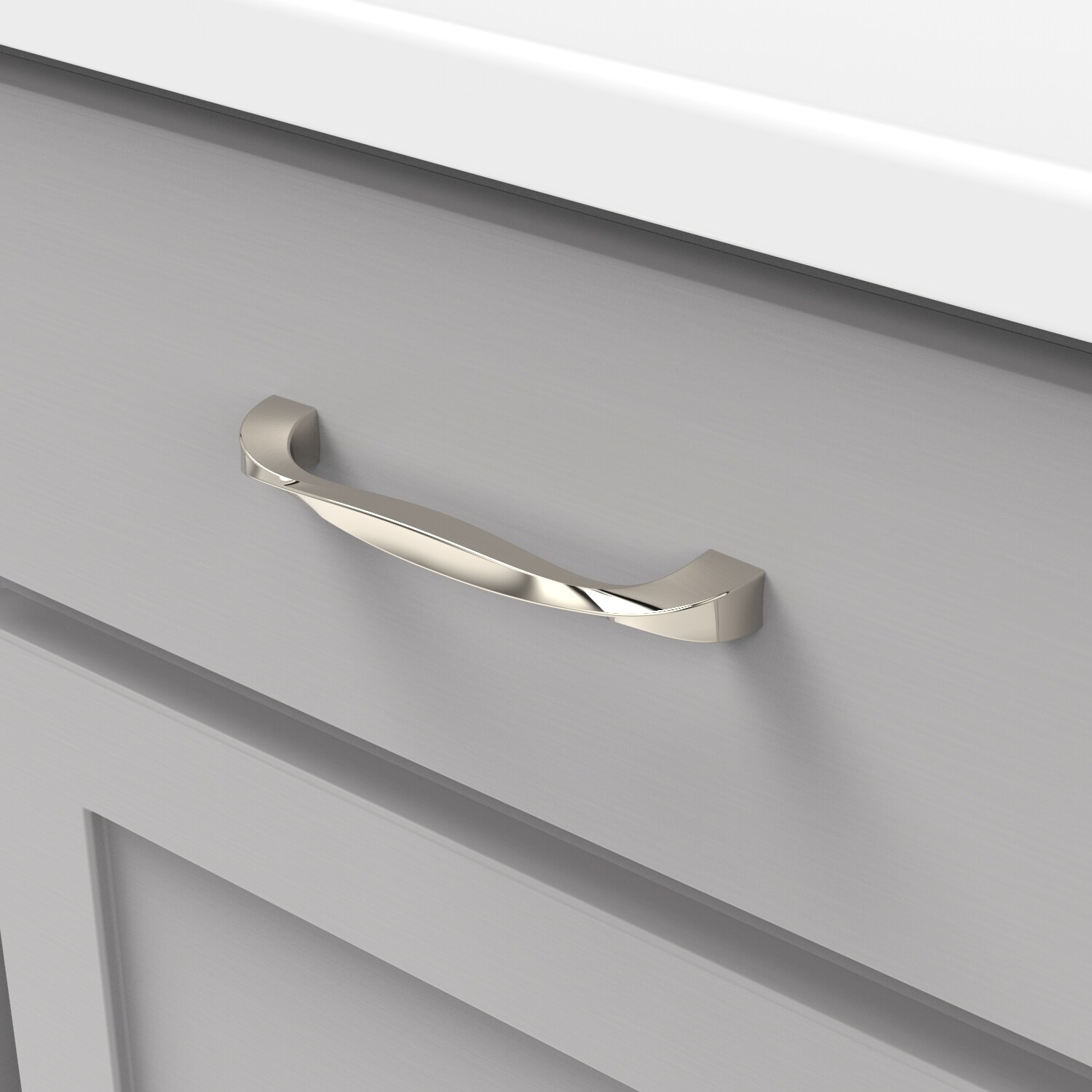 Hickory Hardware 1 Pack Solid Core Kitchen Cabinet Pulls, Luxury Cabinet Handles, Hardware for Doors & Dresser Drawers, 5-1/16 Inch (128mm) Hole Center, Polished Nickel, Twist Collection