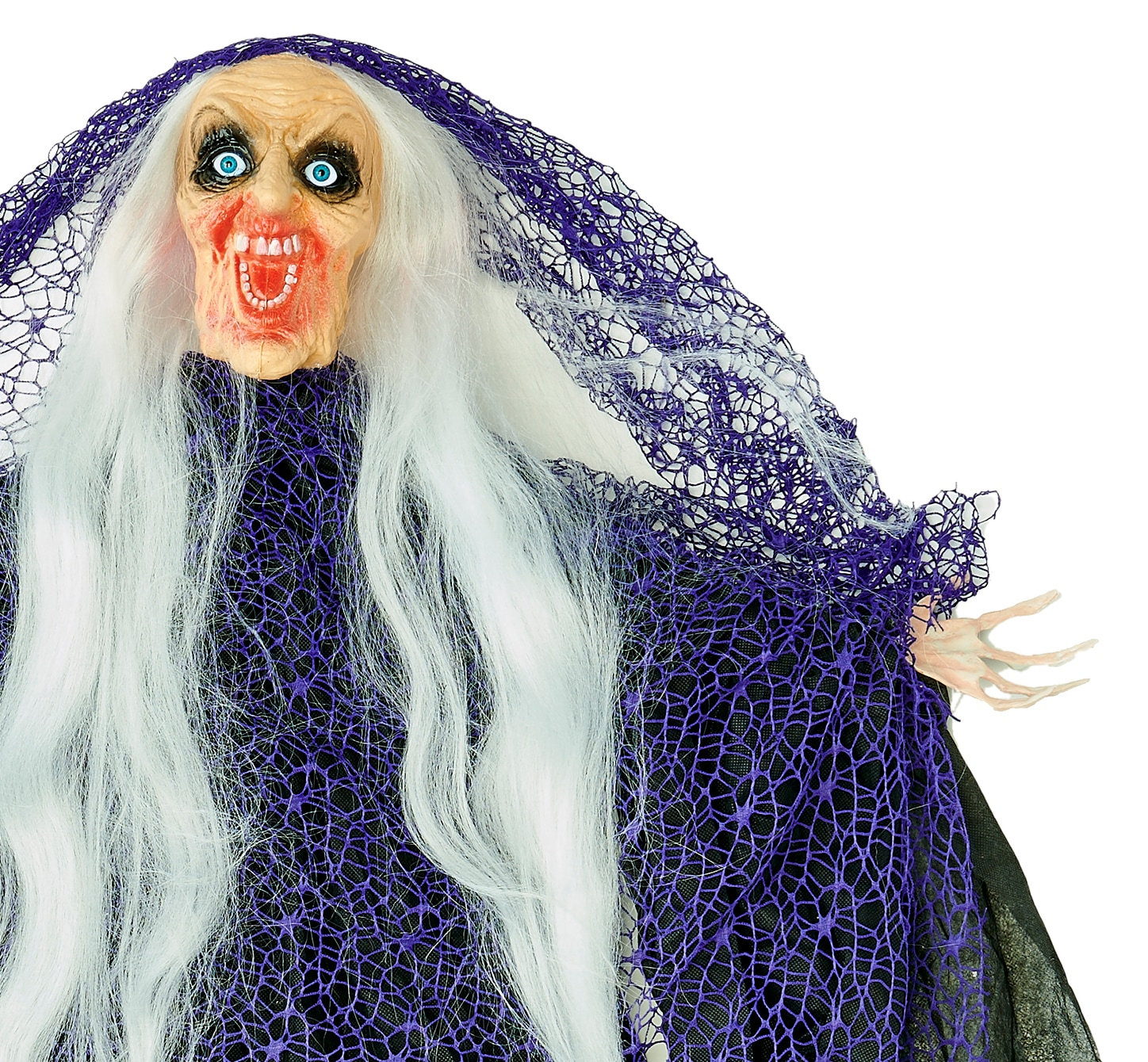 47-Inch Light-Up Witch Yard Stake with Purple Fish Net