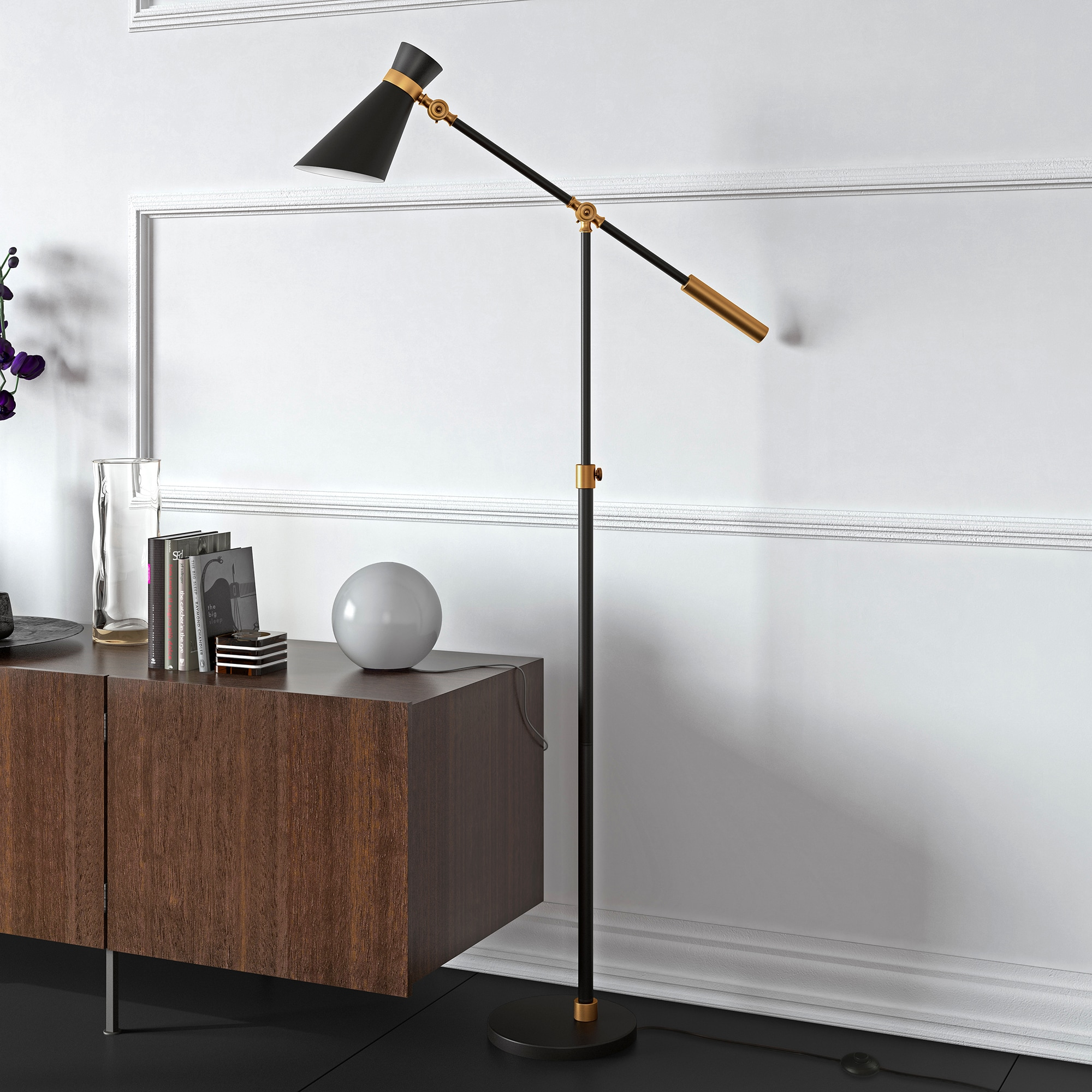 Evelyn&Zoe Industrial Metal Height-Adjustable Two-Tone Floor Lamp