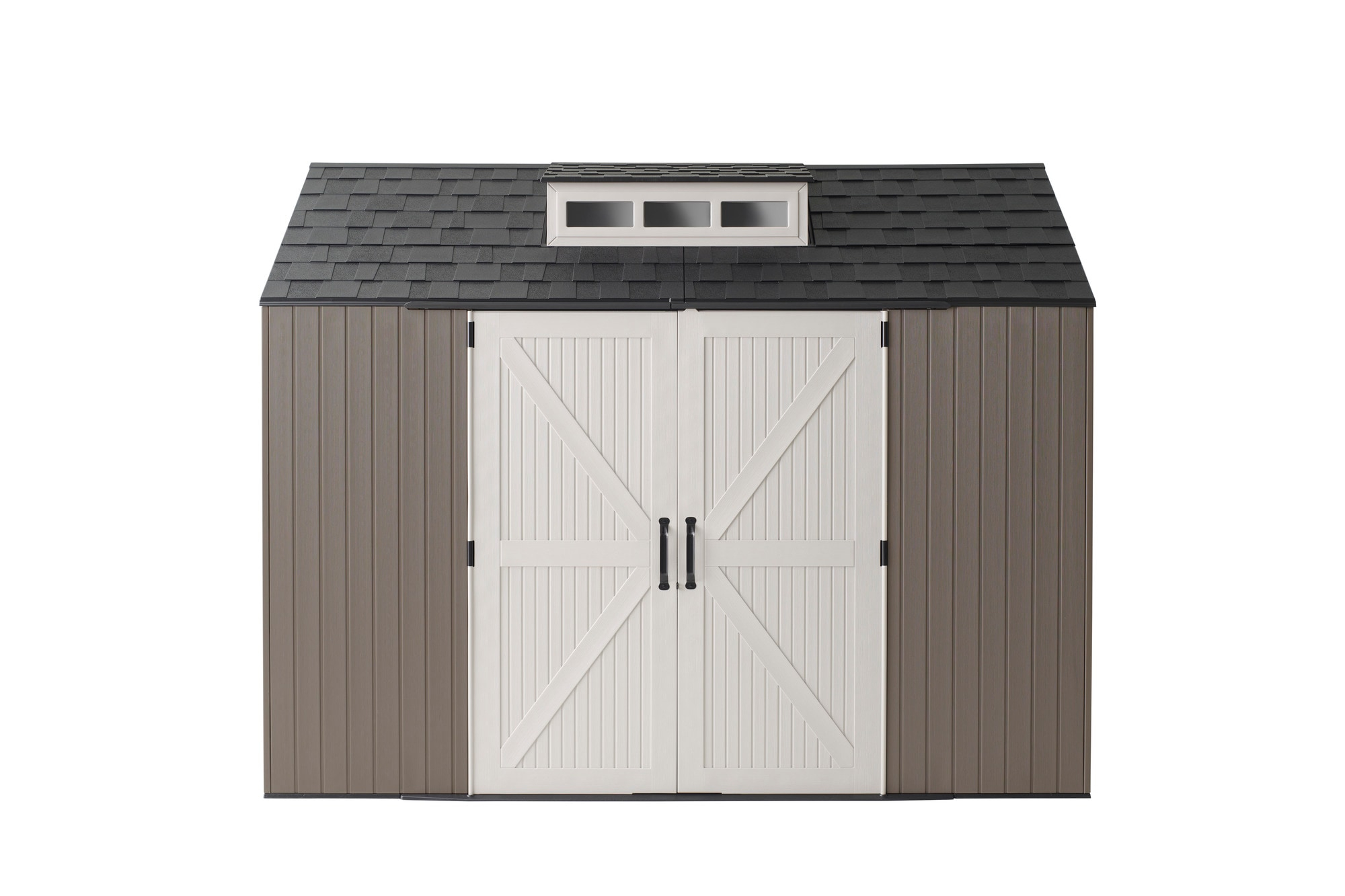 Rubbermaid Extra Large Resin Outdoor Storage Shed With Floor (7 x 10.5 Ft.) Weather Resistant Brown Organization for Home/Lawn Mower/Backyard Equipment/Bike Storage/Pool Supplies