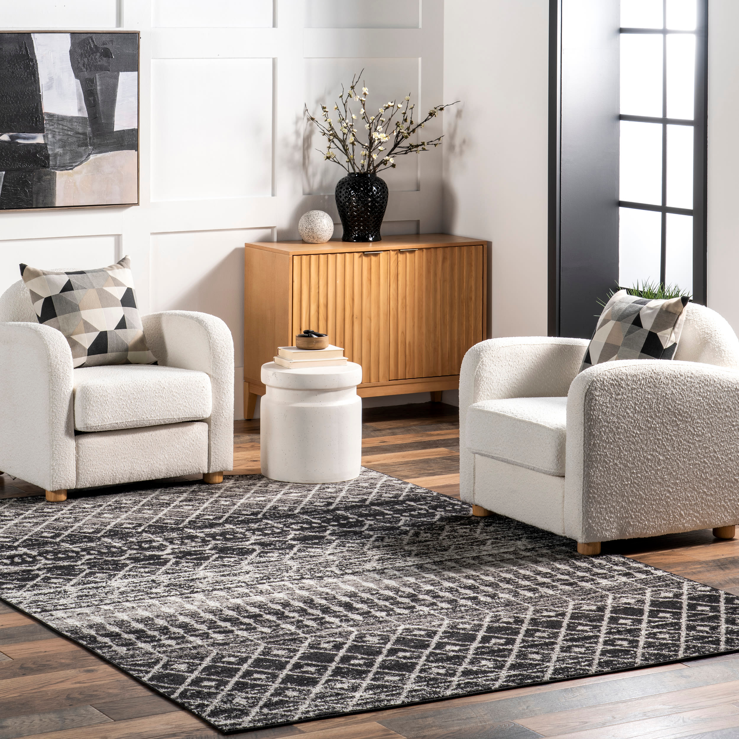 nuLOOM Moroccan Blythe Area Rug, 6' 7" x 9', Black