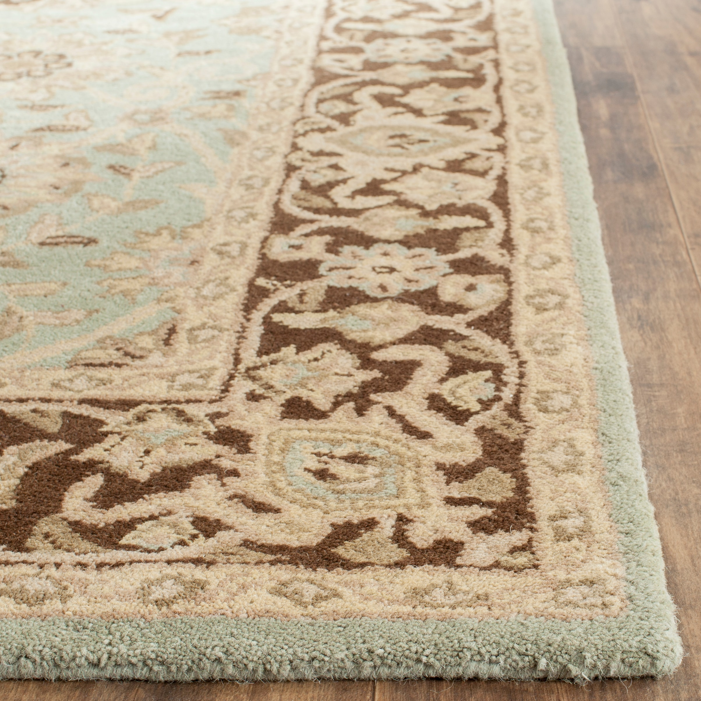 Hand-Tufted Elegance Green and Brown Wool Area Rug - 3' x 5'