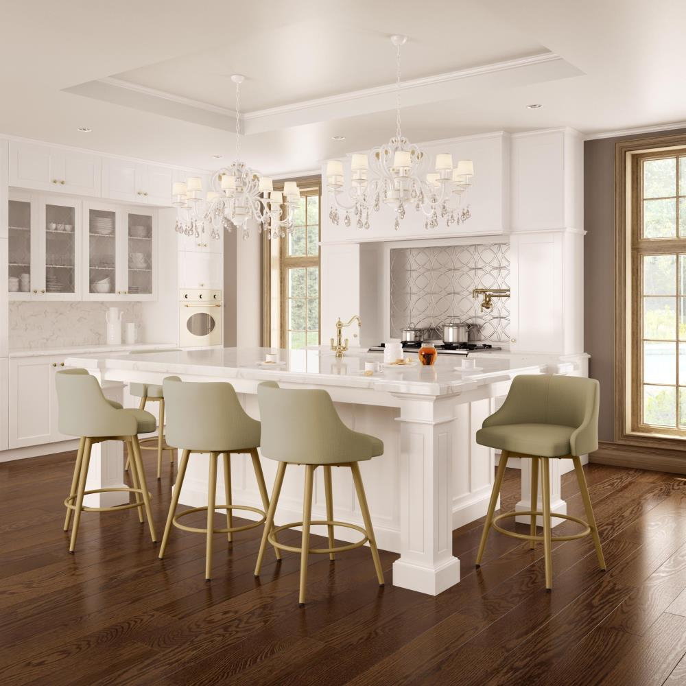 Amisco Duncan 30 In. Swivel Bar Stool - Pale Grey Beige Polyester / Grey Metal