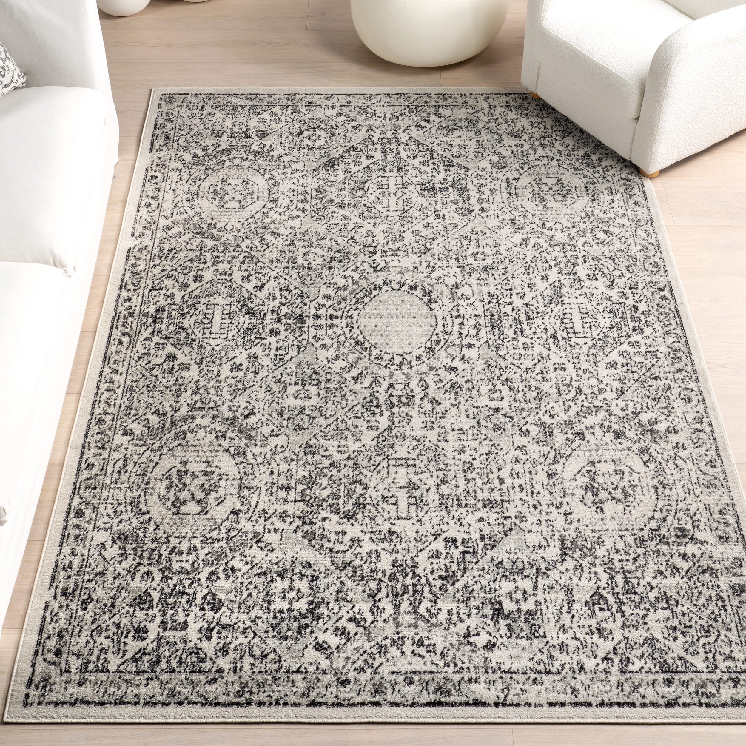 Reversible Gray Synthetic 8' x 10' Easy Care Area Rug