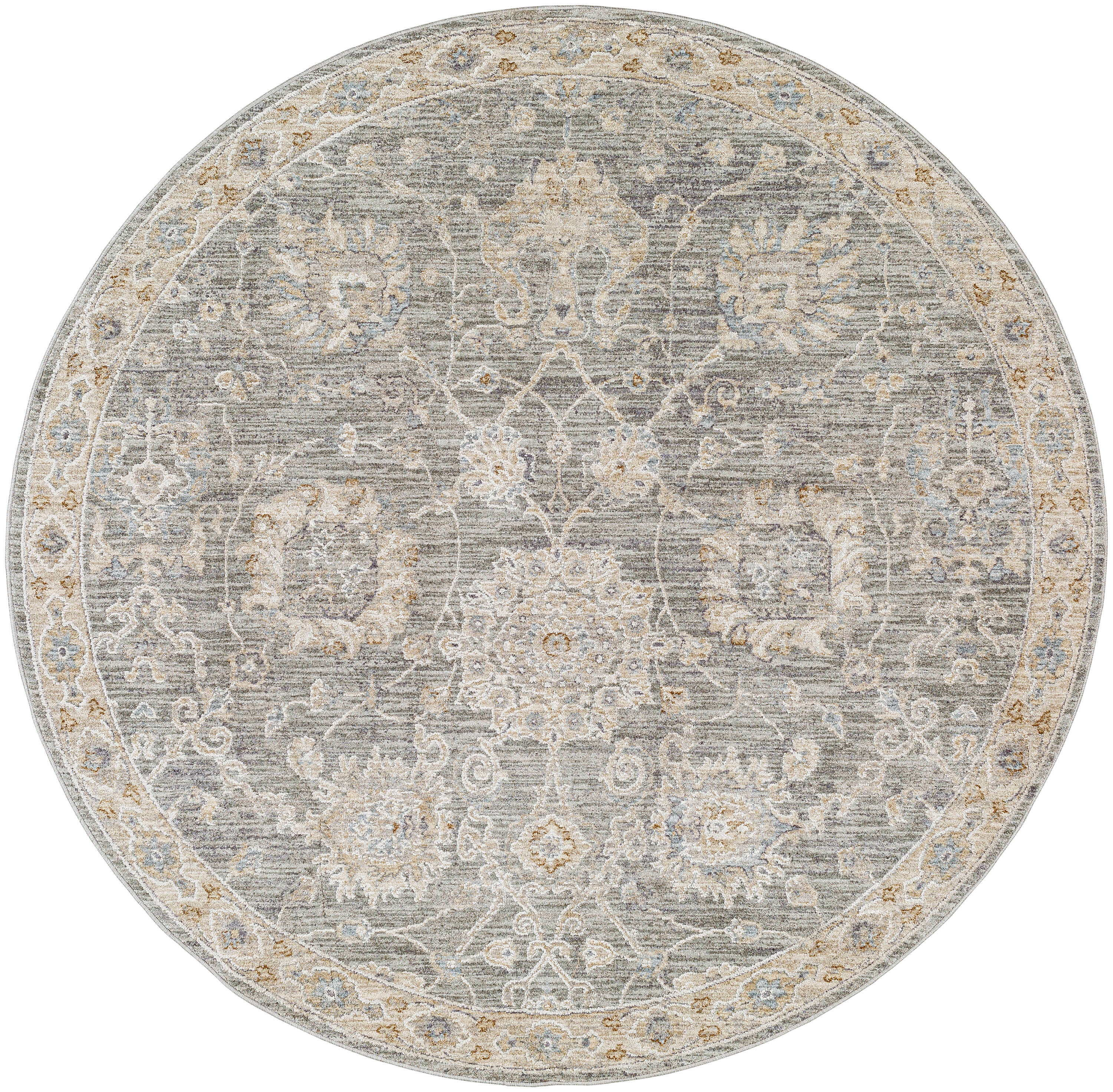 Reversible Easy-Care Avant Garde Gray Synthetic Round Rug, 5'3"