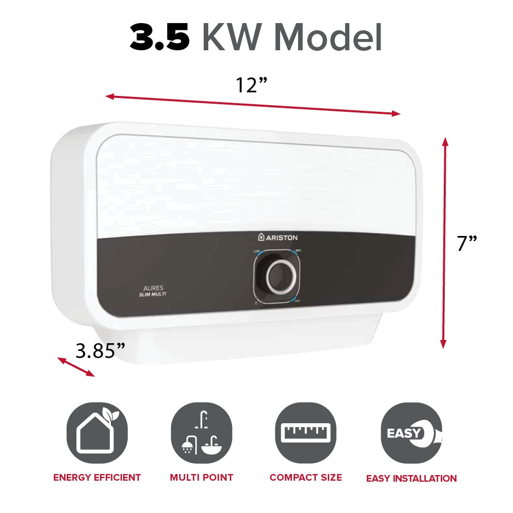 Compact White and Black Electric Tankless Water Heater