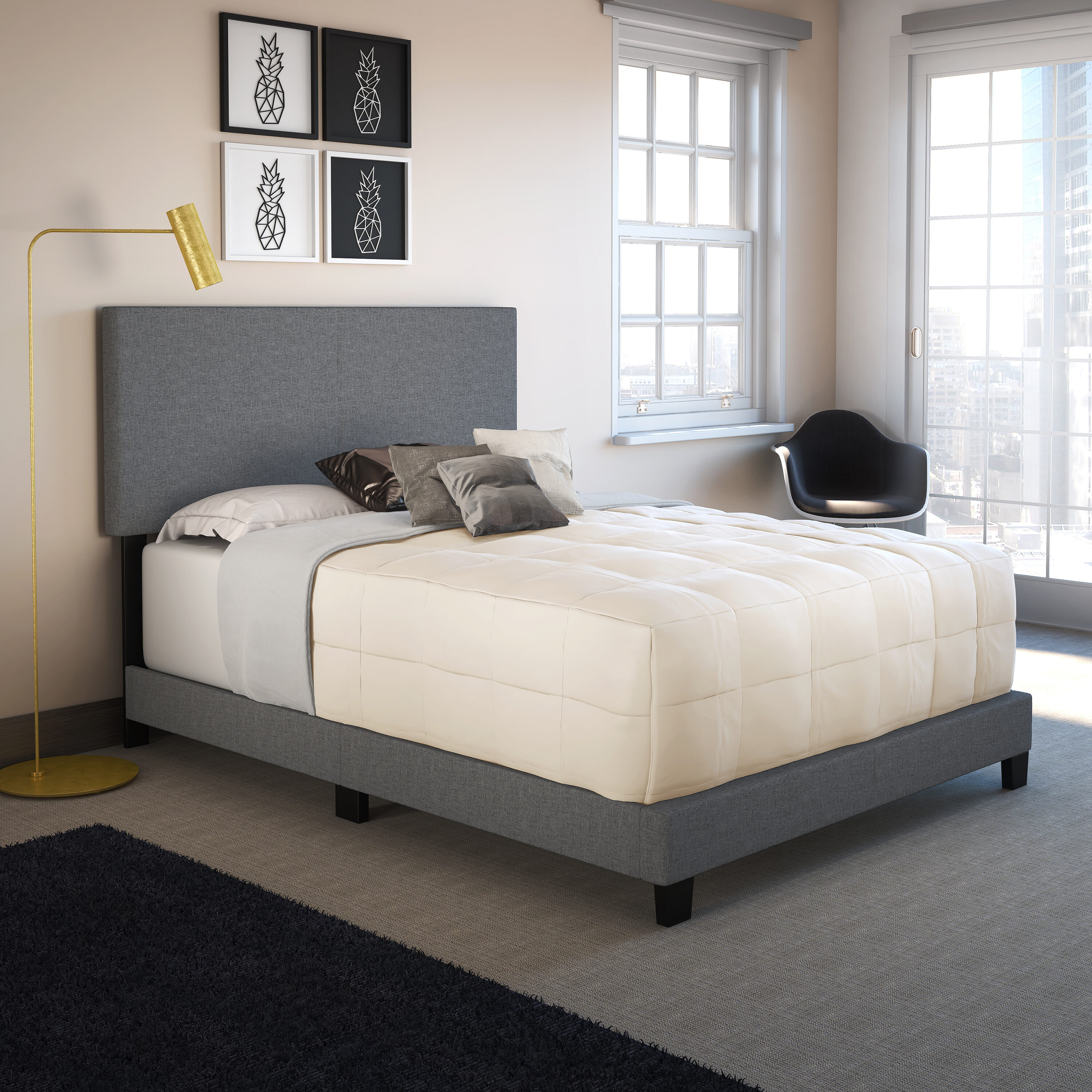 Boyd Sleep MIL898TW Mateo Linen Upholstered Platform Bed