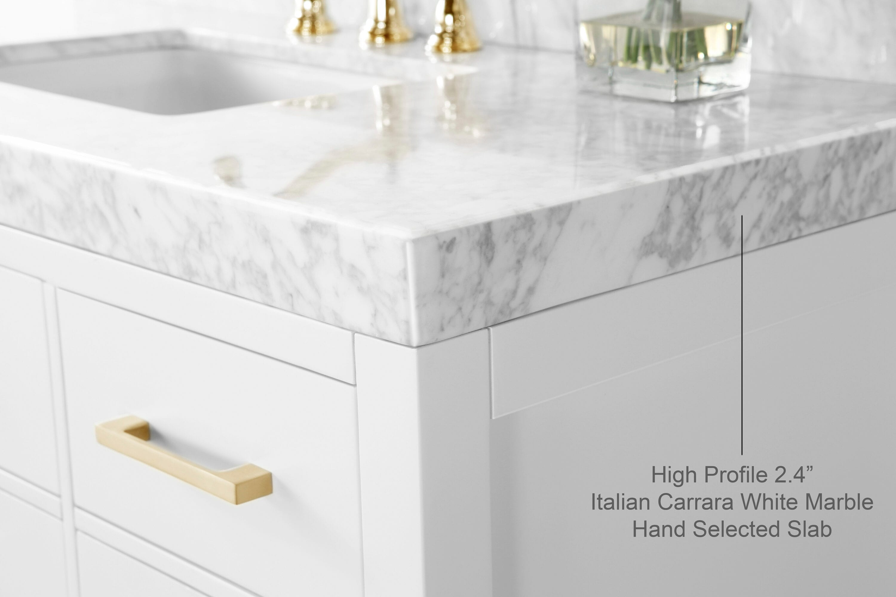 Ancerre Designs Elizabeth 72" Bathroom Vanity Set with Gold Hardware in White