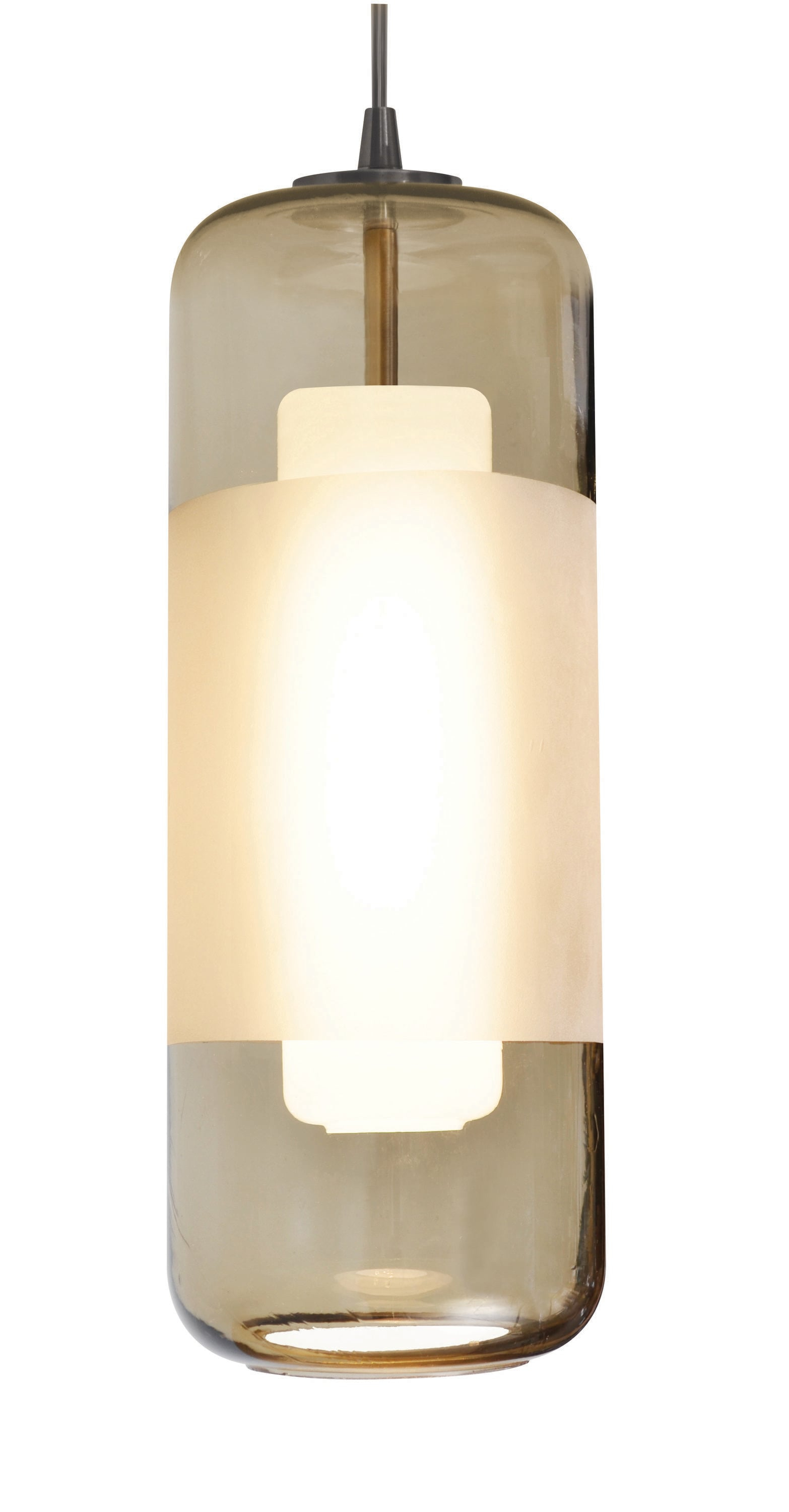 Hermosa Dual Finish Brown Glass Mini Pendant with Satin Nickel LED