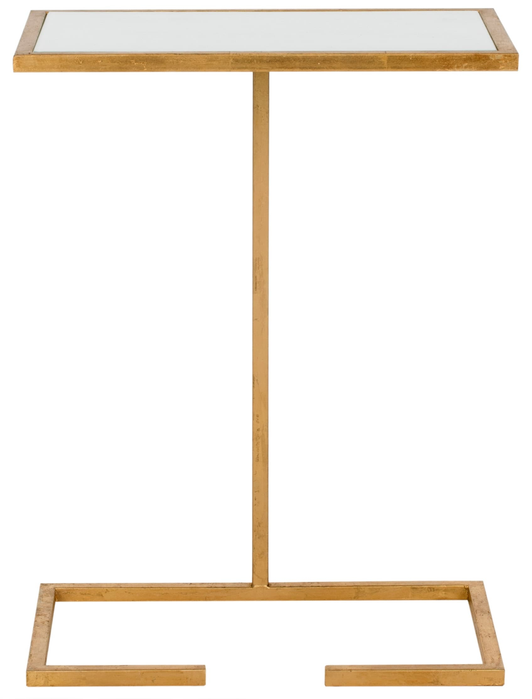 Neil Gold Leaf Accent Table - Gold/White Glass - Safavieh.