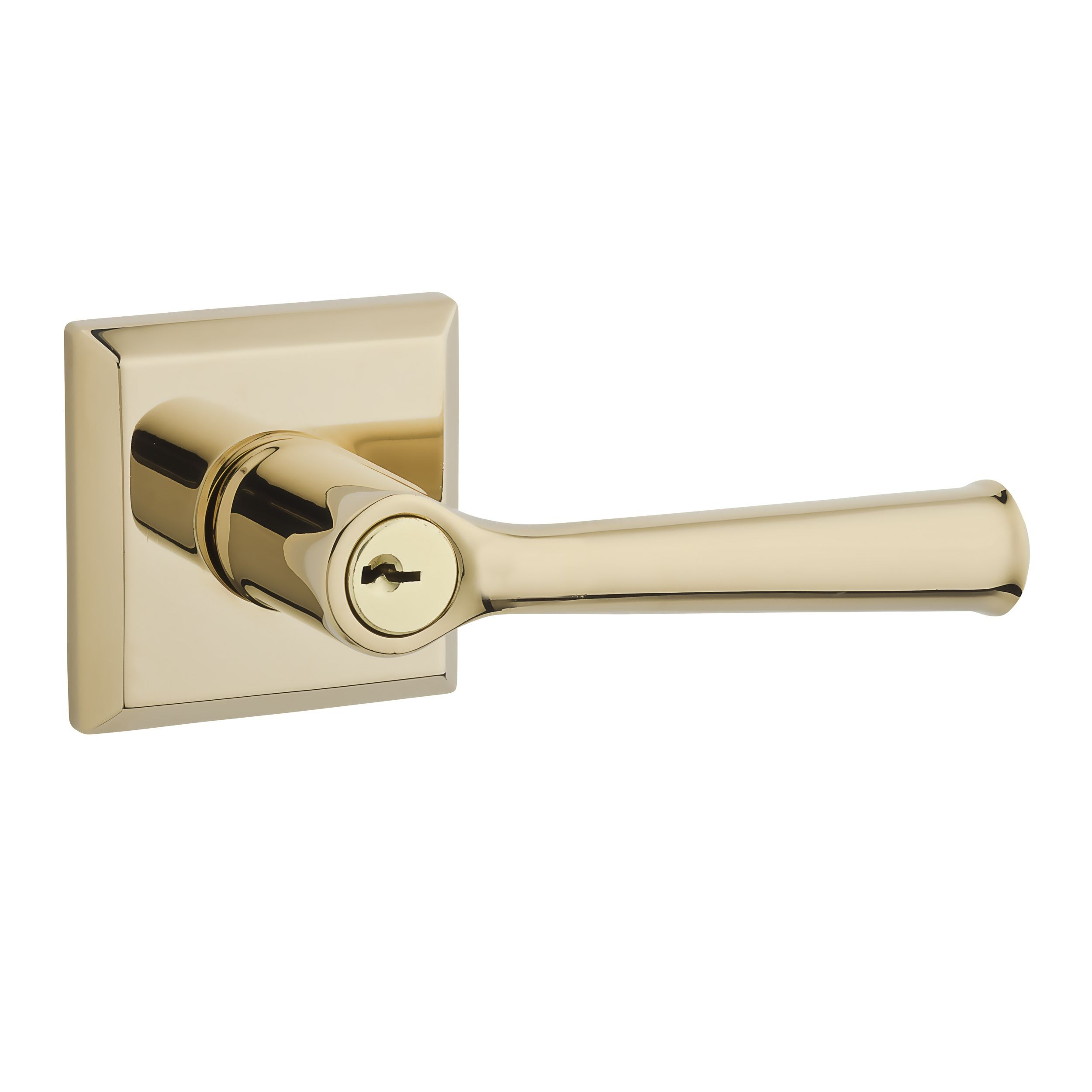 Bright Gold Keyed Entry Door Handle with Square Rose
