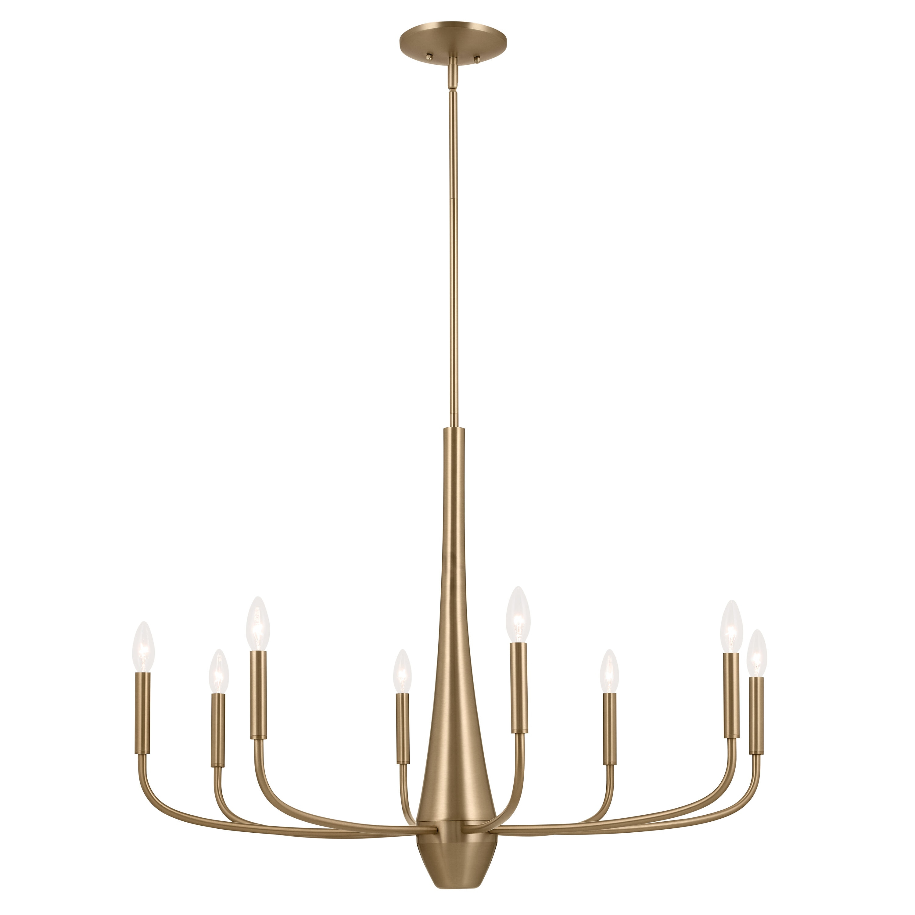 Kichler Deela 8-Light Chandelier, Modern Light in Champagne Bronze, Sloped Ceiling Compatible, for Over Long Oval Dining Room Table (41" x 18.5" x 27"), 52528CPZ