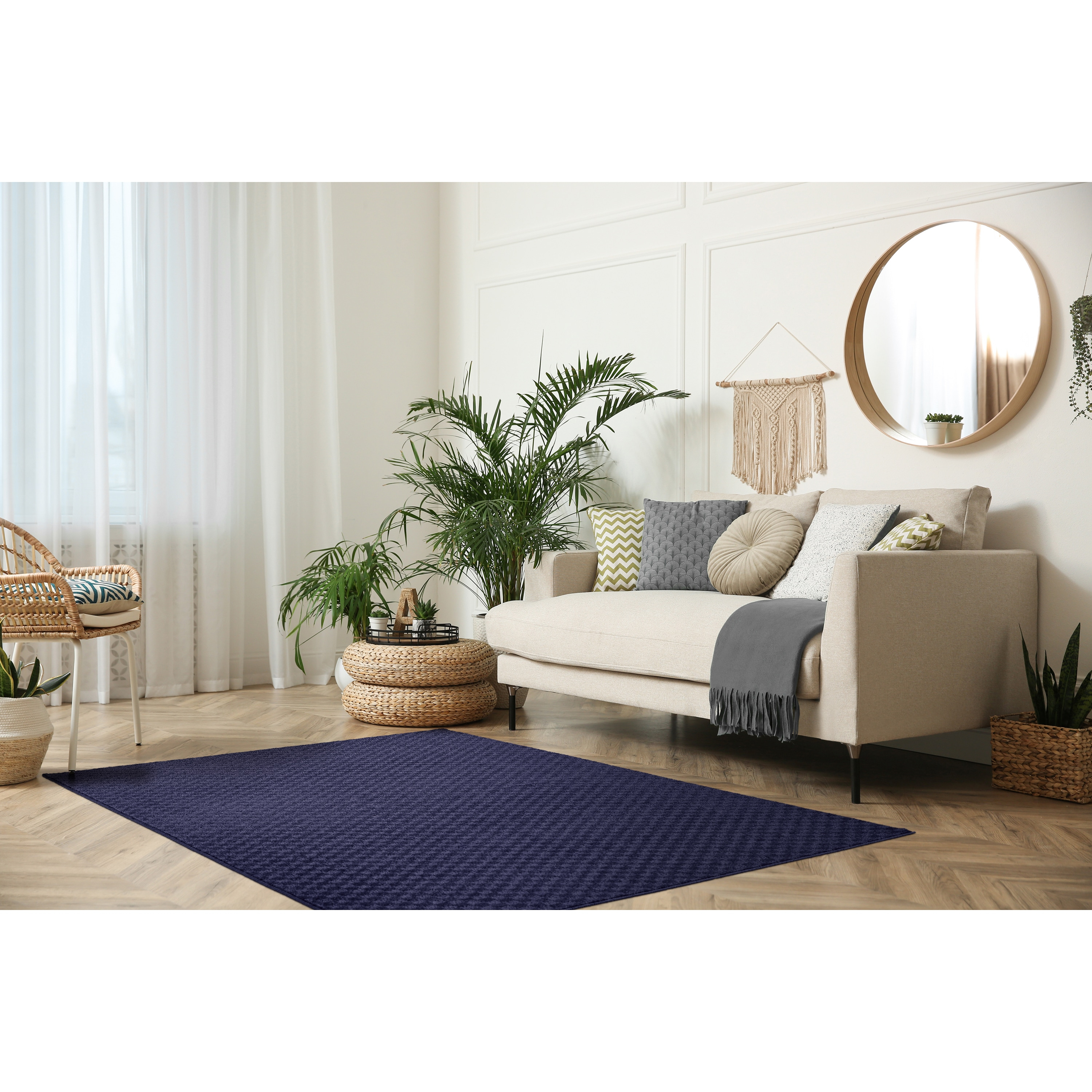 Garland Rug Medallion Navy Indoor Area Rug, 5' x 7'