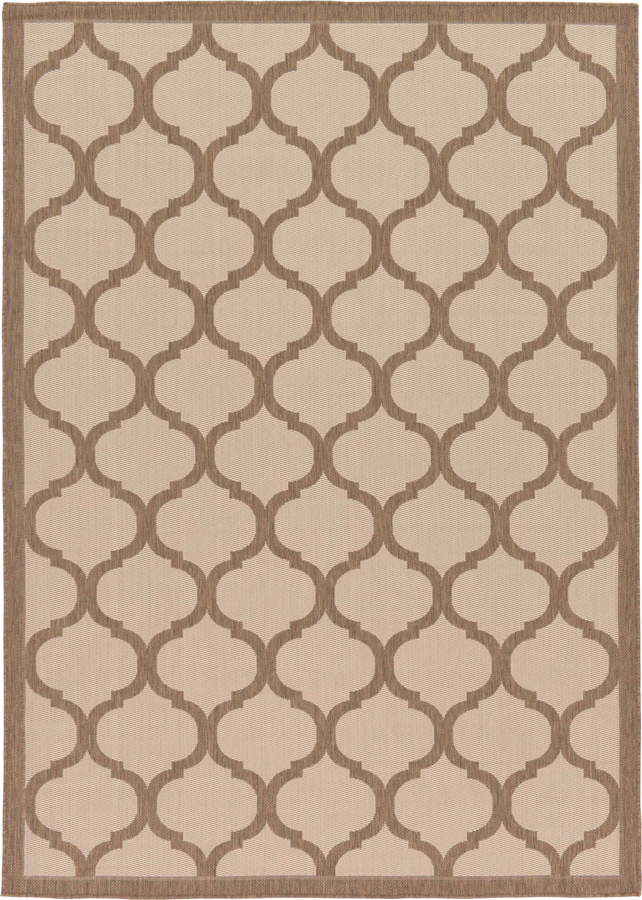Unique Loom Outdoor Trellis Collection Area Rug - Moroccan (7' 1" x 10' Rectangle Beige and Brown/Beige)