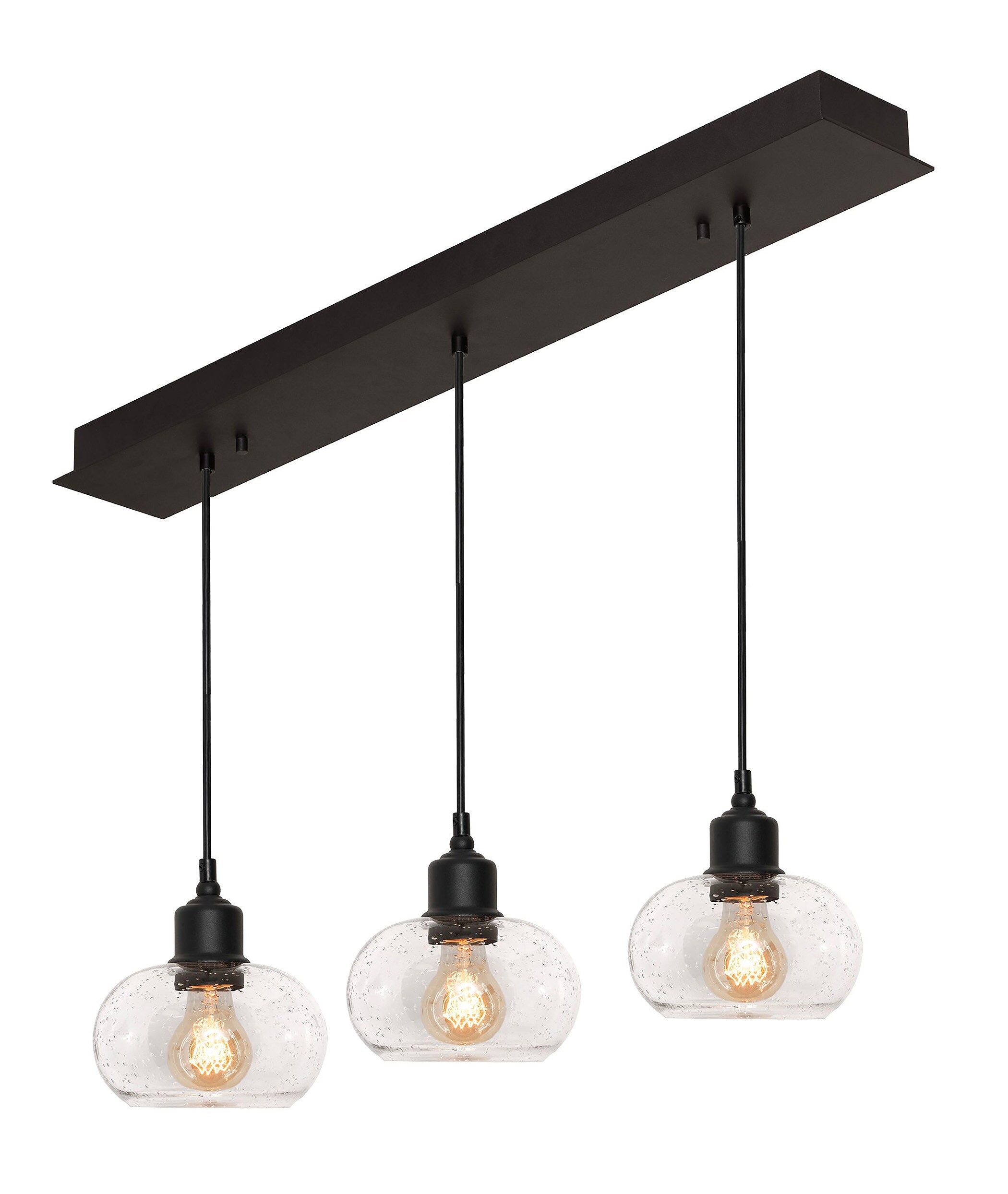 LNYP07MBBKLNR3-AFX-Laney - 3 Light Linear Pendant In Modern Style-6.8 Inches Tall and 6.6 Inches Wide-Black Finish