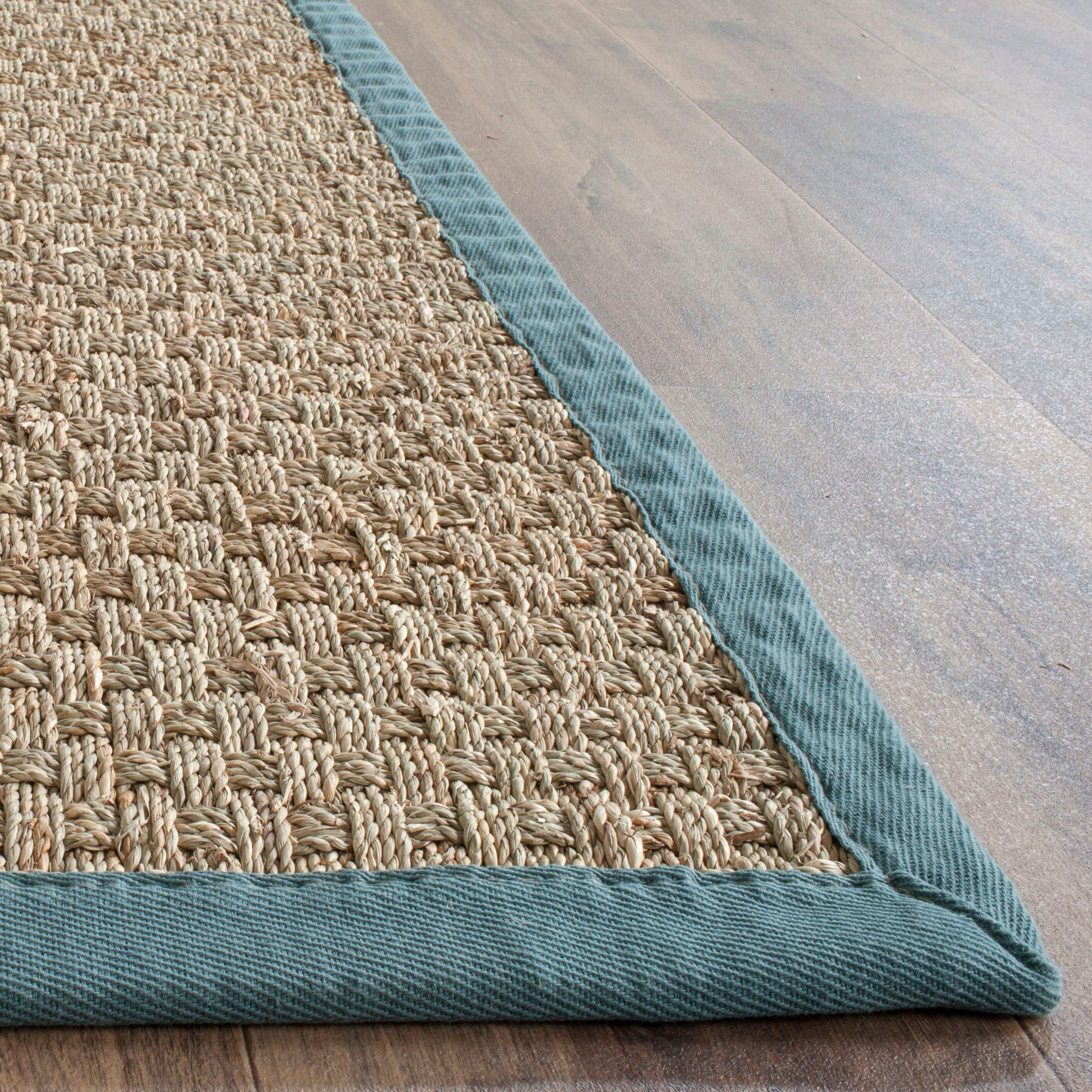 SAFAVIEH Natural Fiber Arbor Border Area Rug, Natural/Light Blue, 10' x 14'