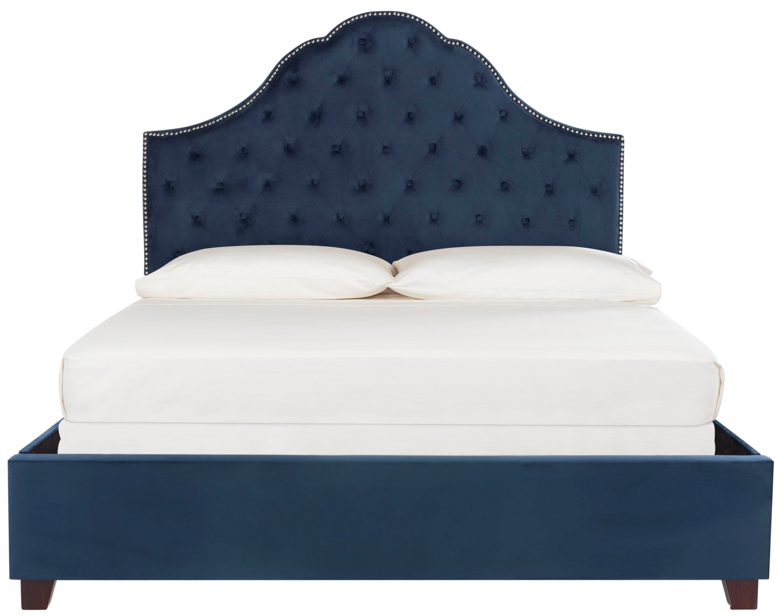 SAFAVIEH Beckham Modern Glam Tufted Headboard with Nail Heads, Queen, Navy