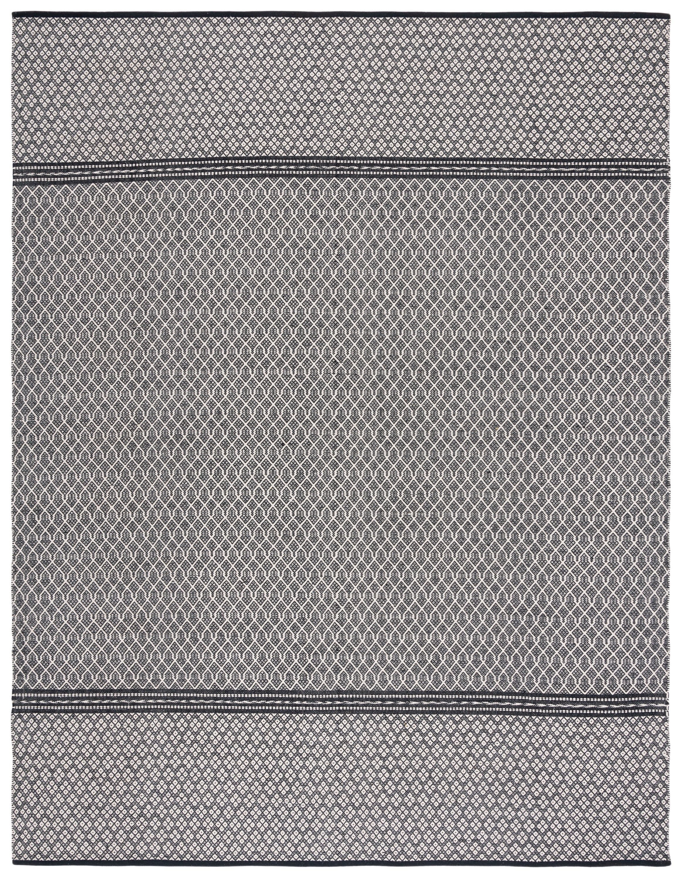 SAFAVIEH Kilim Kadri Geometric Cotton Area Rug, Black/Ivory, 9' x 12'