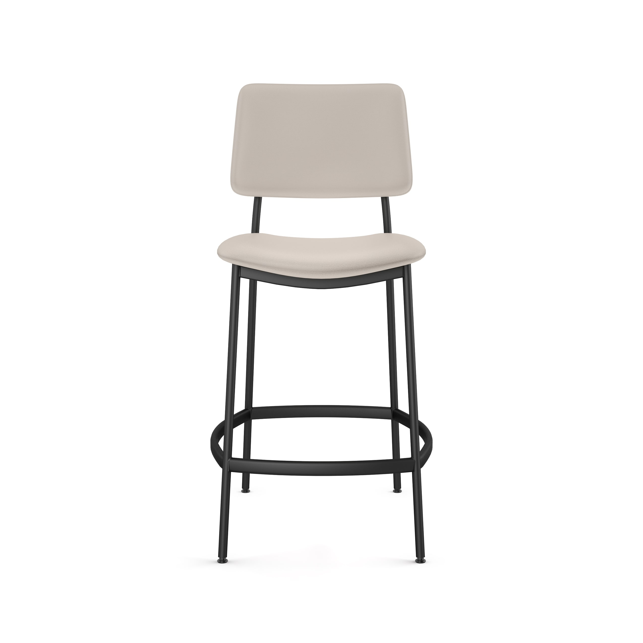 Amisco Sullivan 26 In. Counter Stool - Cream Faux Leather / Black Metal