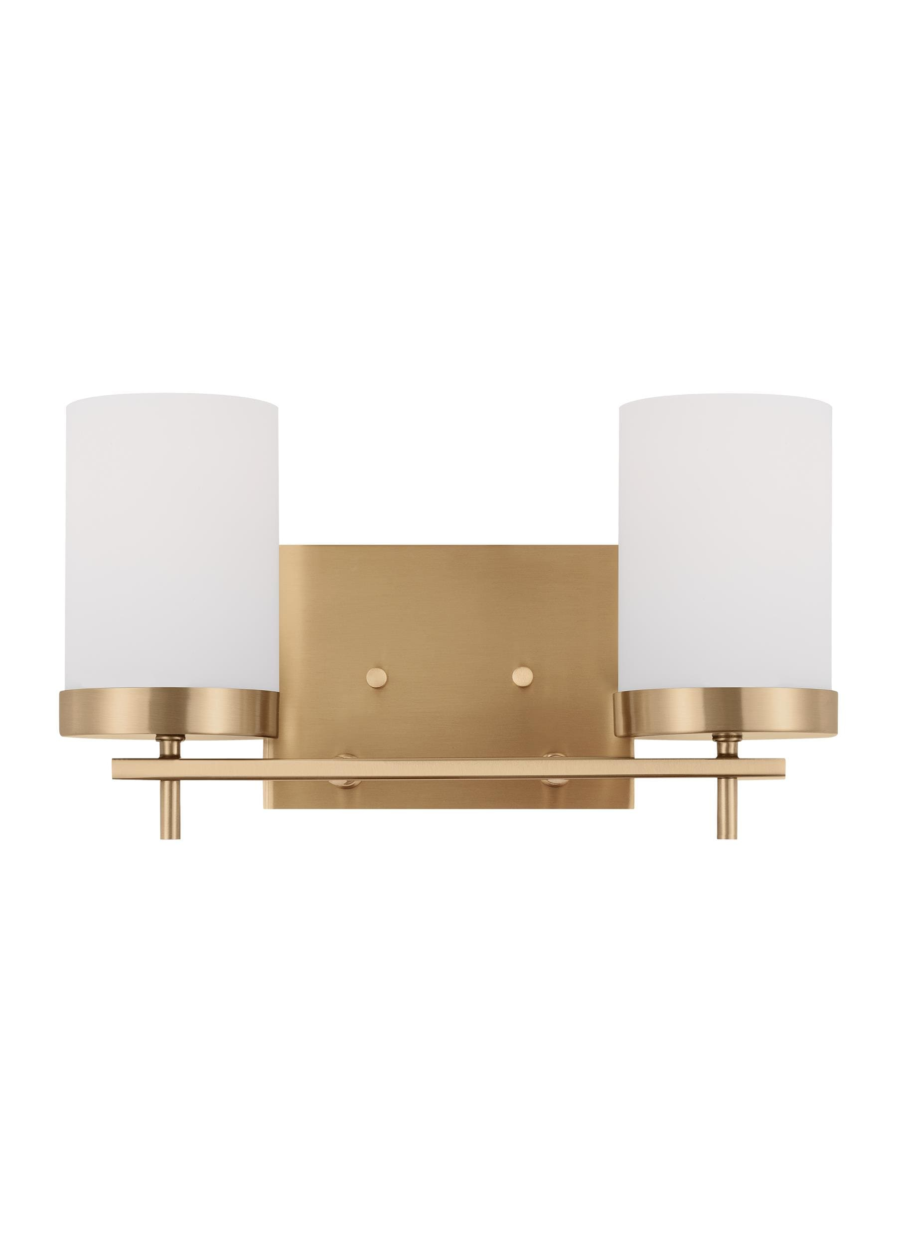 Zire Elegant 2-Light Vanity Fixture in Satin Brass with Etched Glass