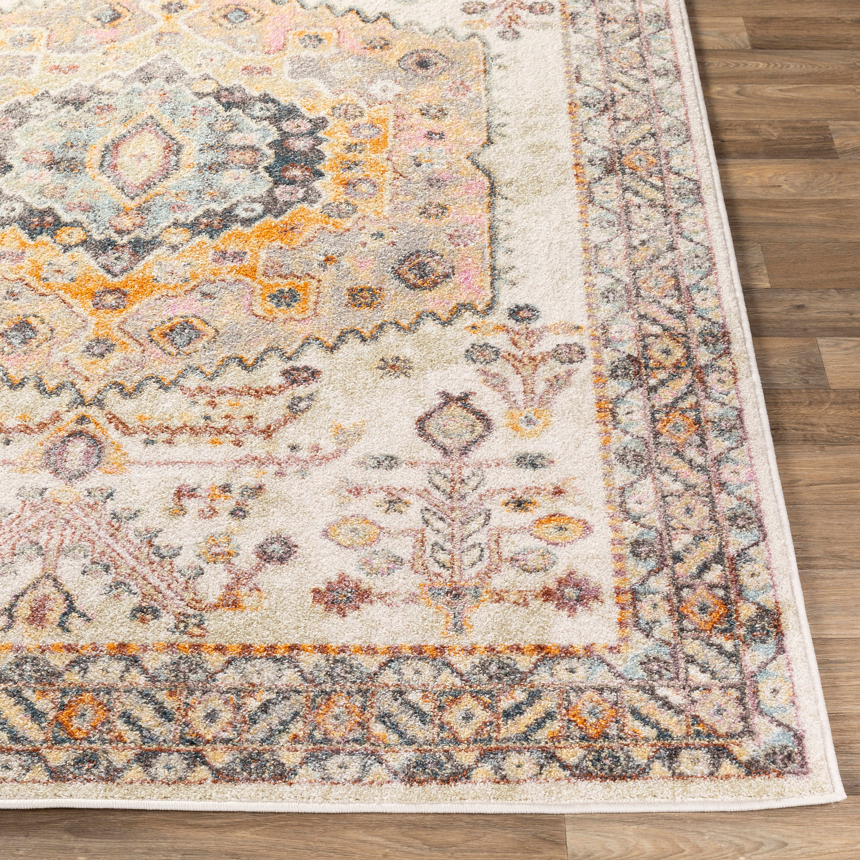 Gray Spot Medium Pile Synthetic Area Rug, 5'3" x 7'3"