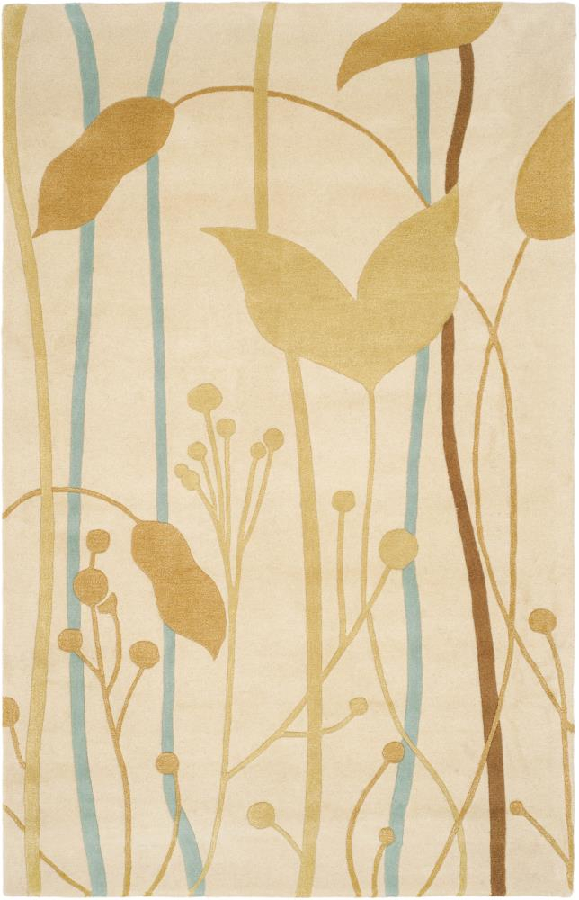 Safavieh Soho Ubax 5 x 8 (ft) Tufted Wool Beige/Multi Rectangular Indoor Floral/Botanical Farmhouse/Cottage Area rug