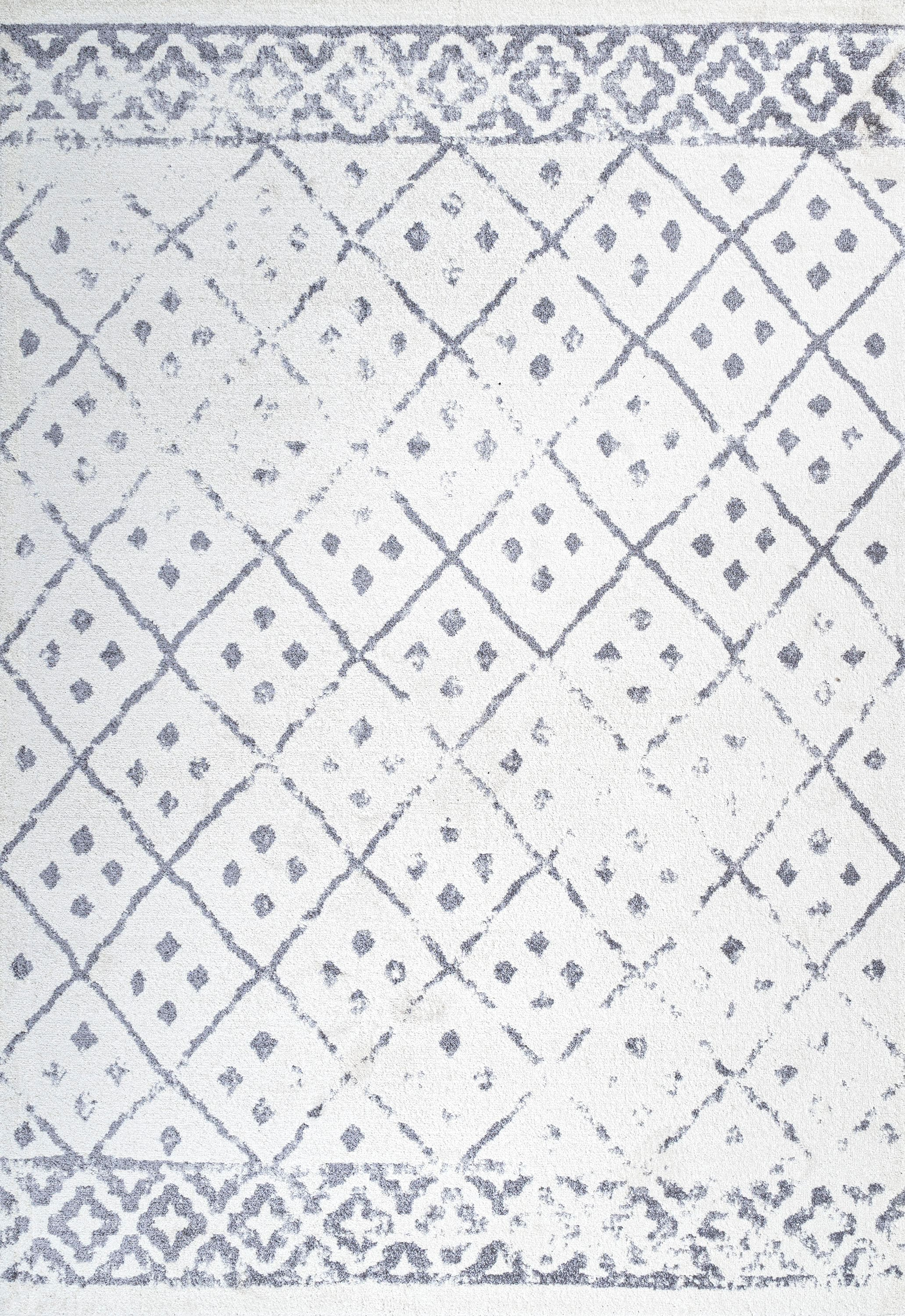 JONATHAN Y MOH508A-3 Juba Moroccan Geometric Diamond Ivory/Gray 3 ft. x 5 ft. Area Rug, Bohemian Vintage, Pet Friendly, Stain Resistant, Easy to Clean, for Living Room; Kitchen, Bedroom