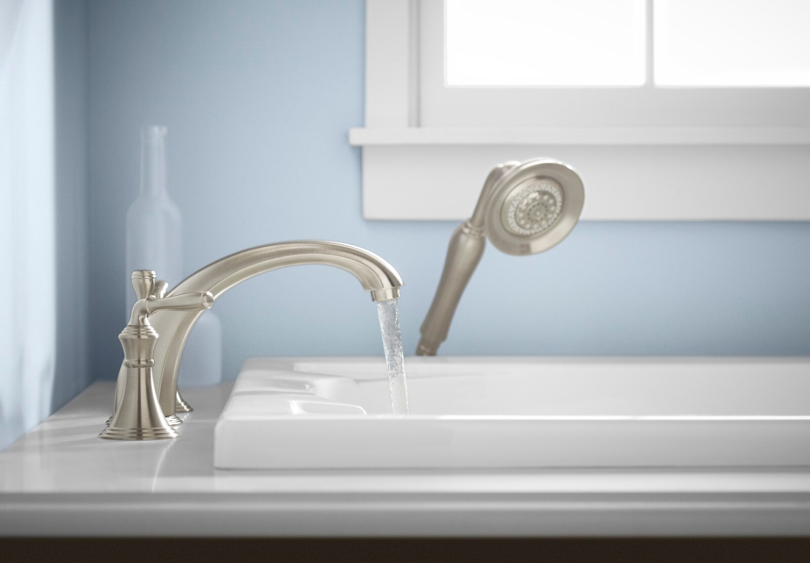 Devonshire® Deck-/Rim-Mount Bath Faucet Trim for High-Flow Valve with 8-15/16" Diverter Spoutut and Lever Handles, Valve Not Included