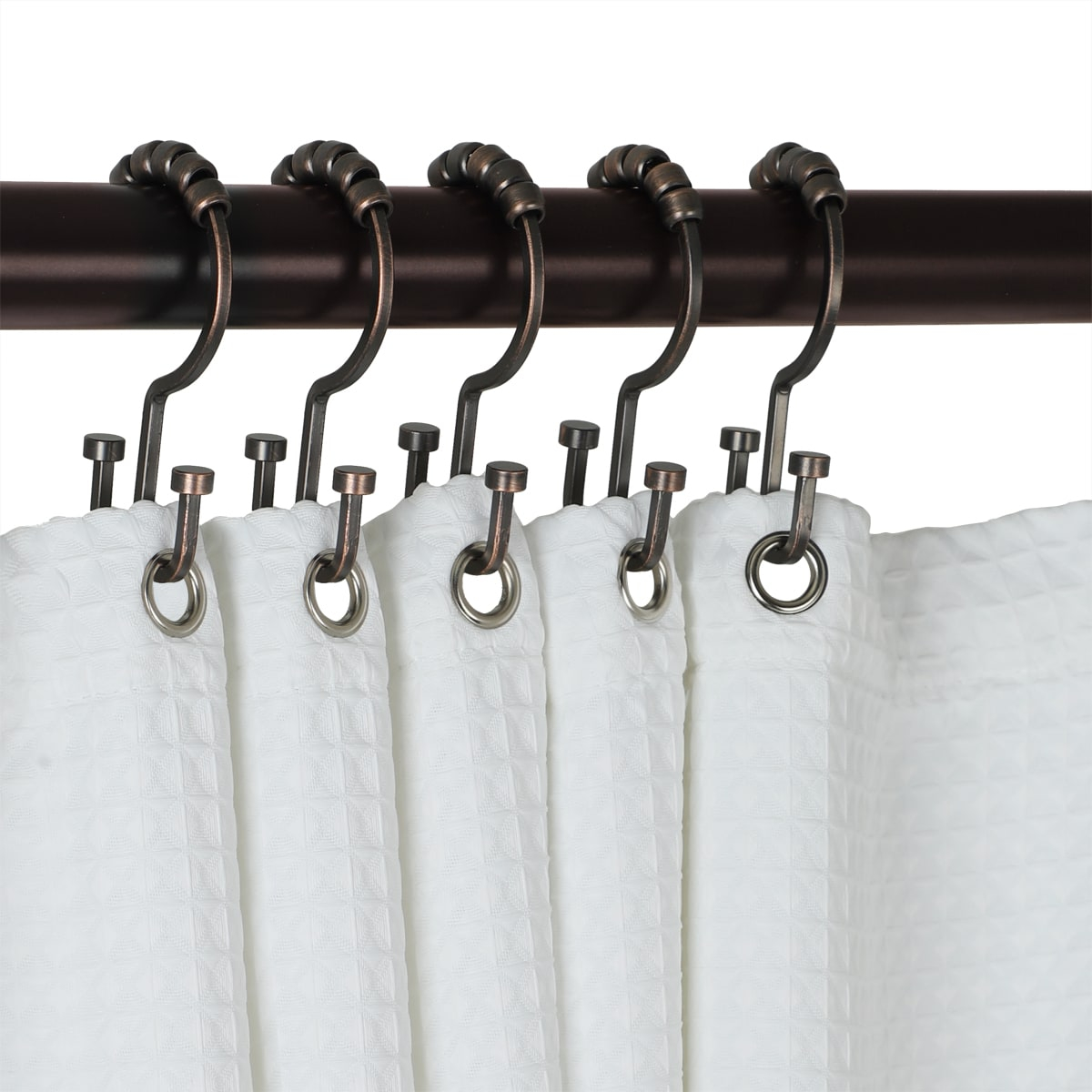 Utopia Alley Shower Hooks - Double Shower Curtain Rings for Bathroom - Rust Resistant Shower Curtain Hooks for Shower Curtain or Liner - Double Shower Curtain Hooks - Set of 12, Oil Rubbed Bronze