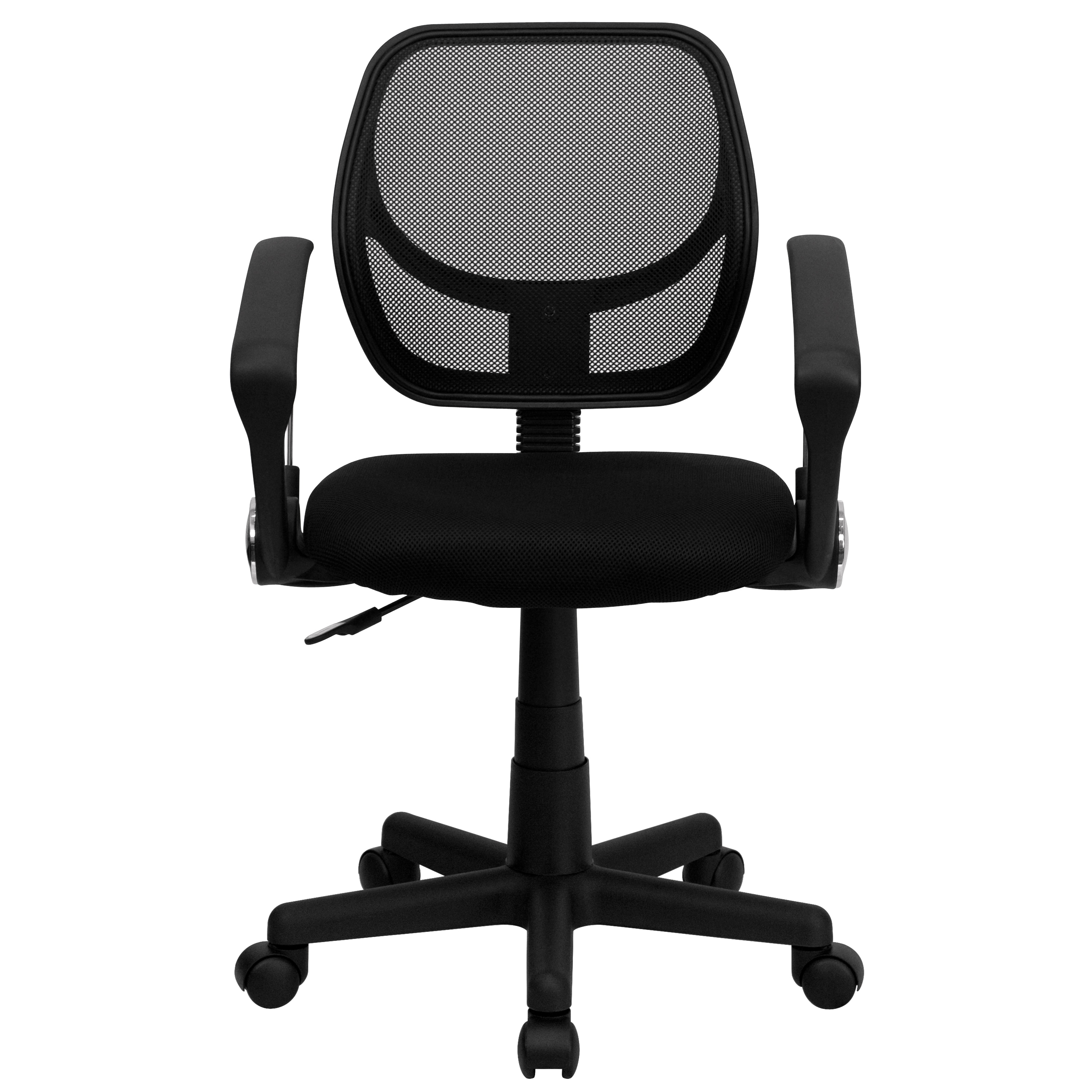Flash Furniture Low Back Black Mesh Swivel Task Office Chair with Curved Square Back and Arms