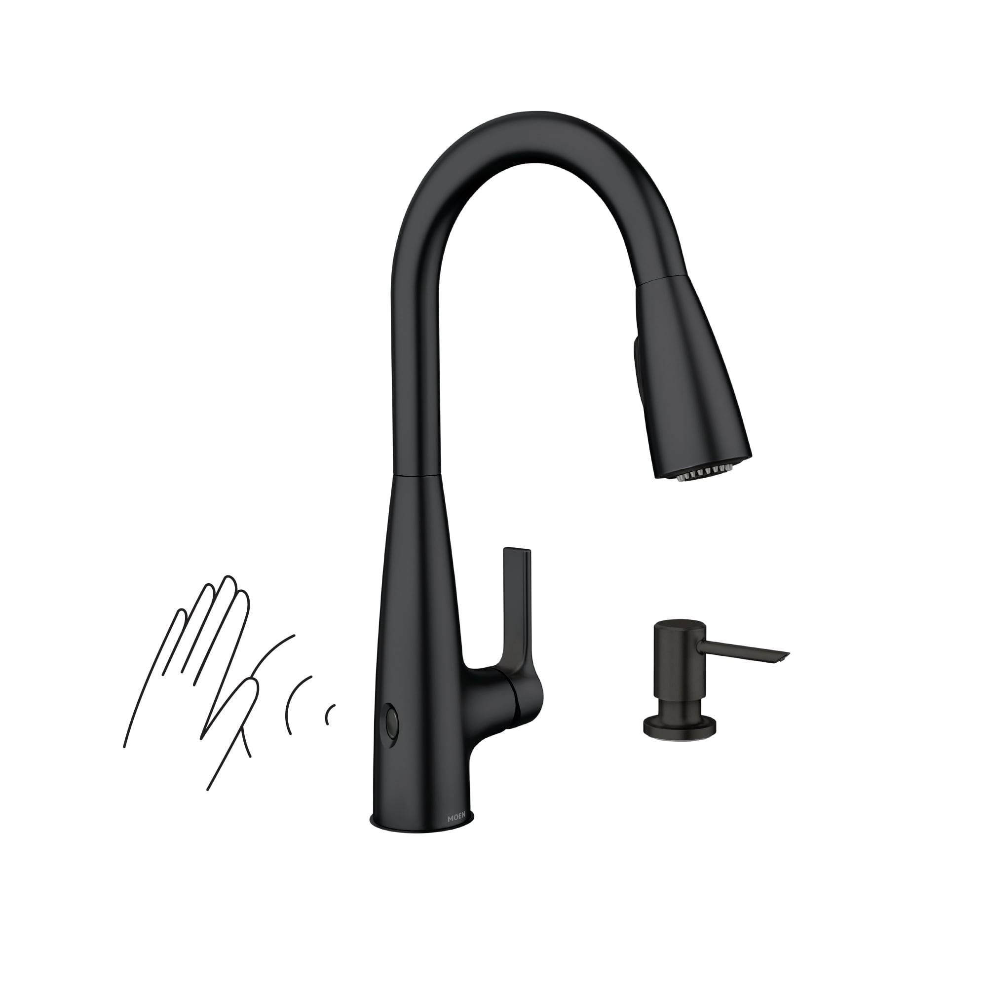 Moen 87627EIBL Haelyn Single-Handle Pull-Down Sprayer Kitchen Faucet with ColorCue Temperature Indicator, Matte Black