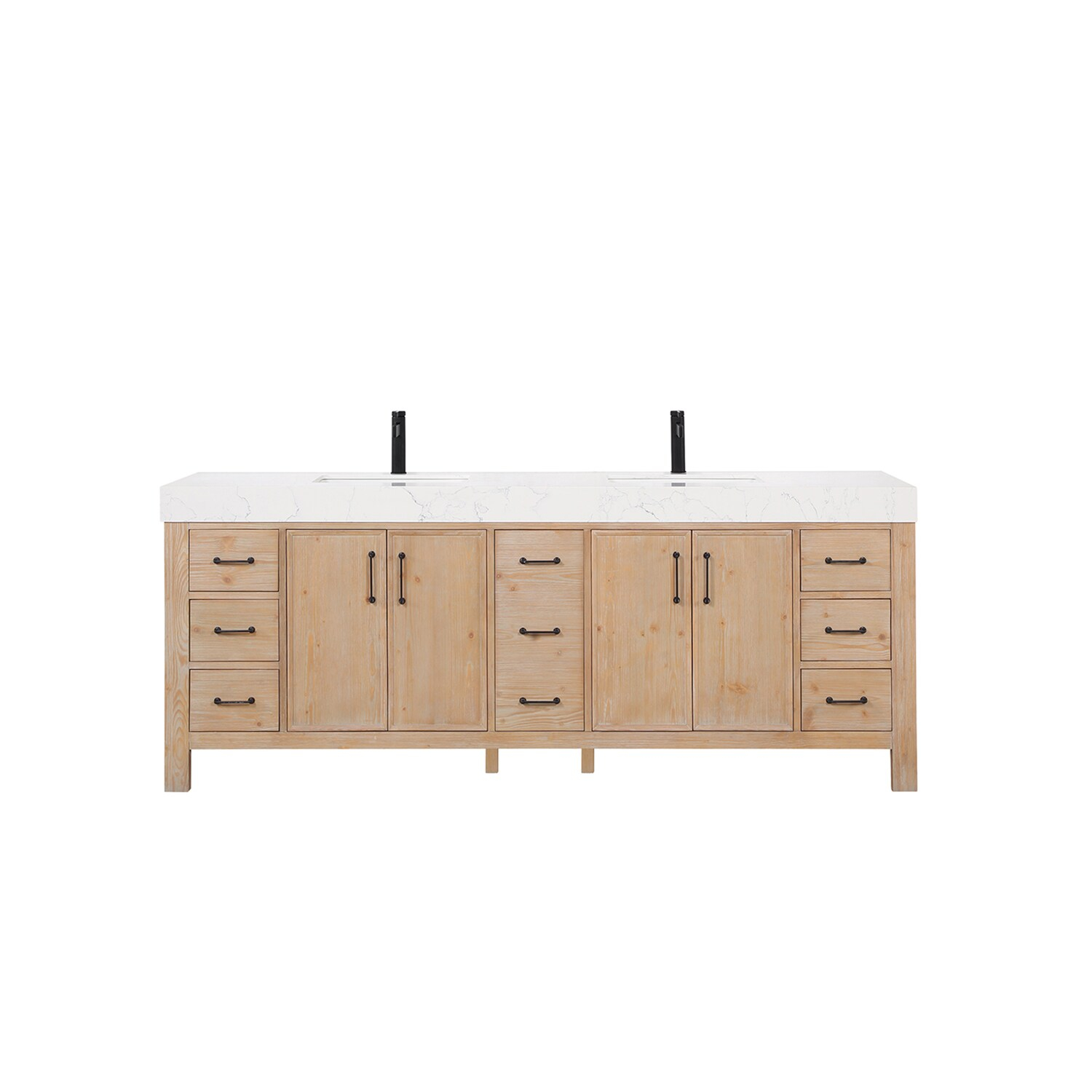 Vinnova Leon 84" Wood Double Vanity with Adjustable Drawer in Brown/White