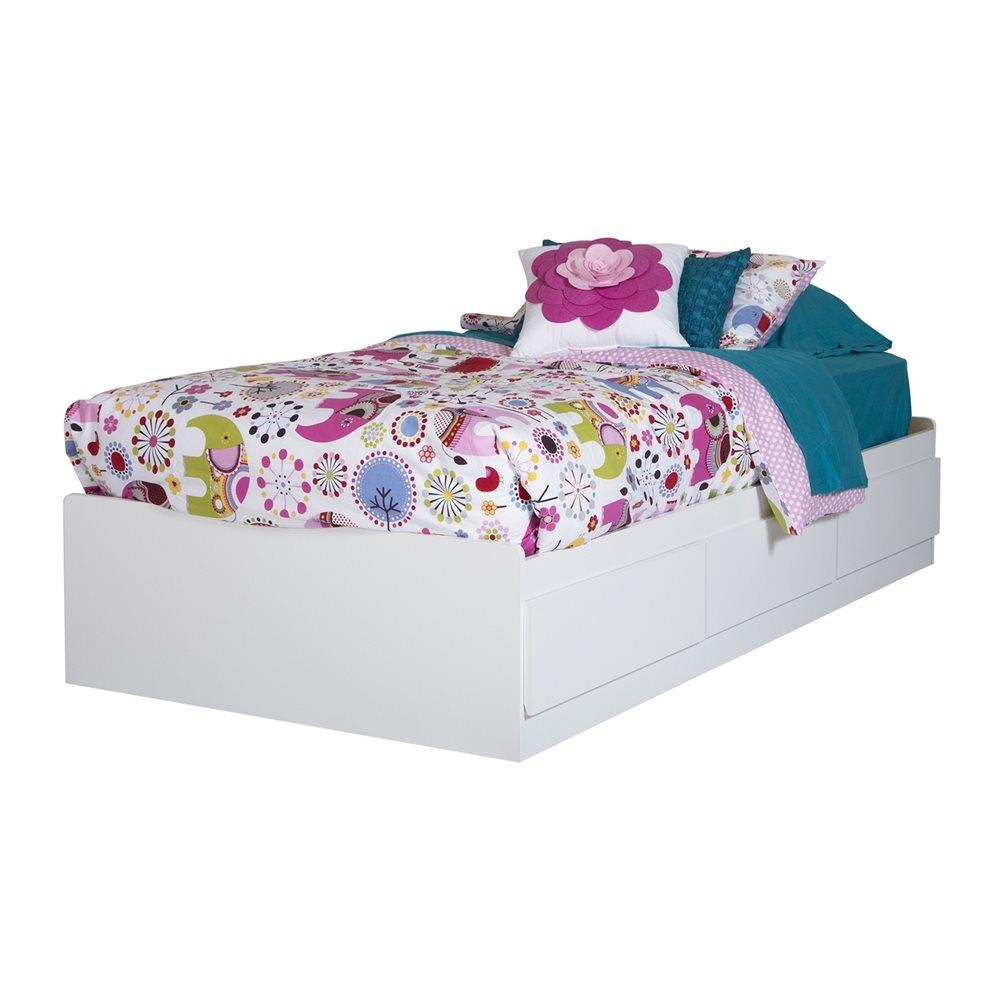 South Shore Vito Twin Mates Bed with 3 Drawers in Pure White