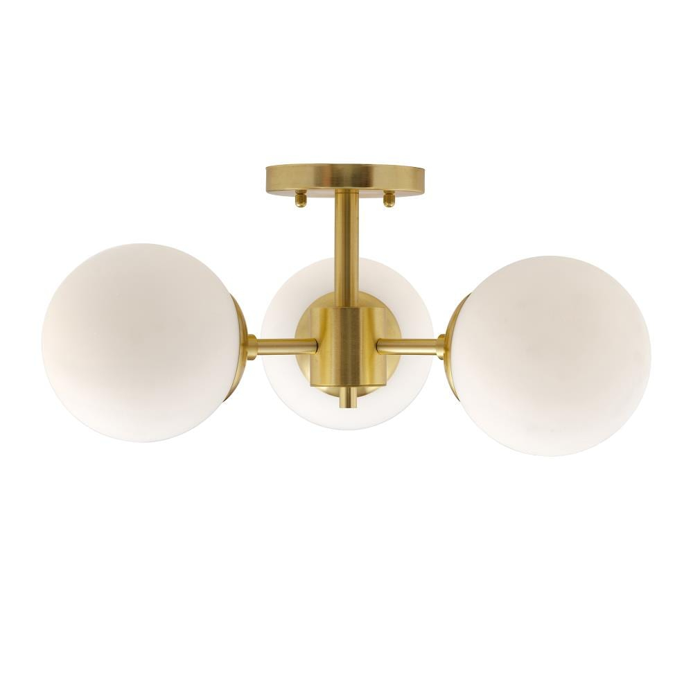 Farrell 3-Light Soft Gold semi flush mount with Satin Opal Glass - Soft Gold