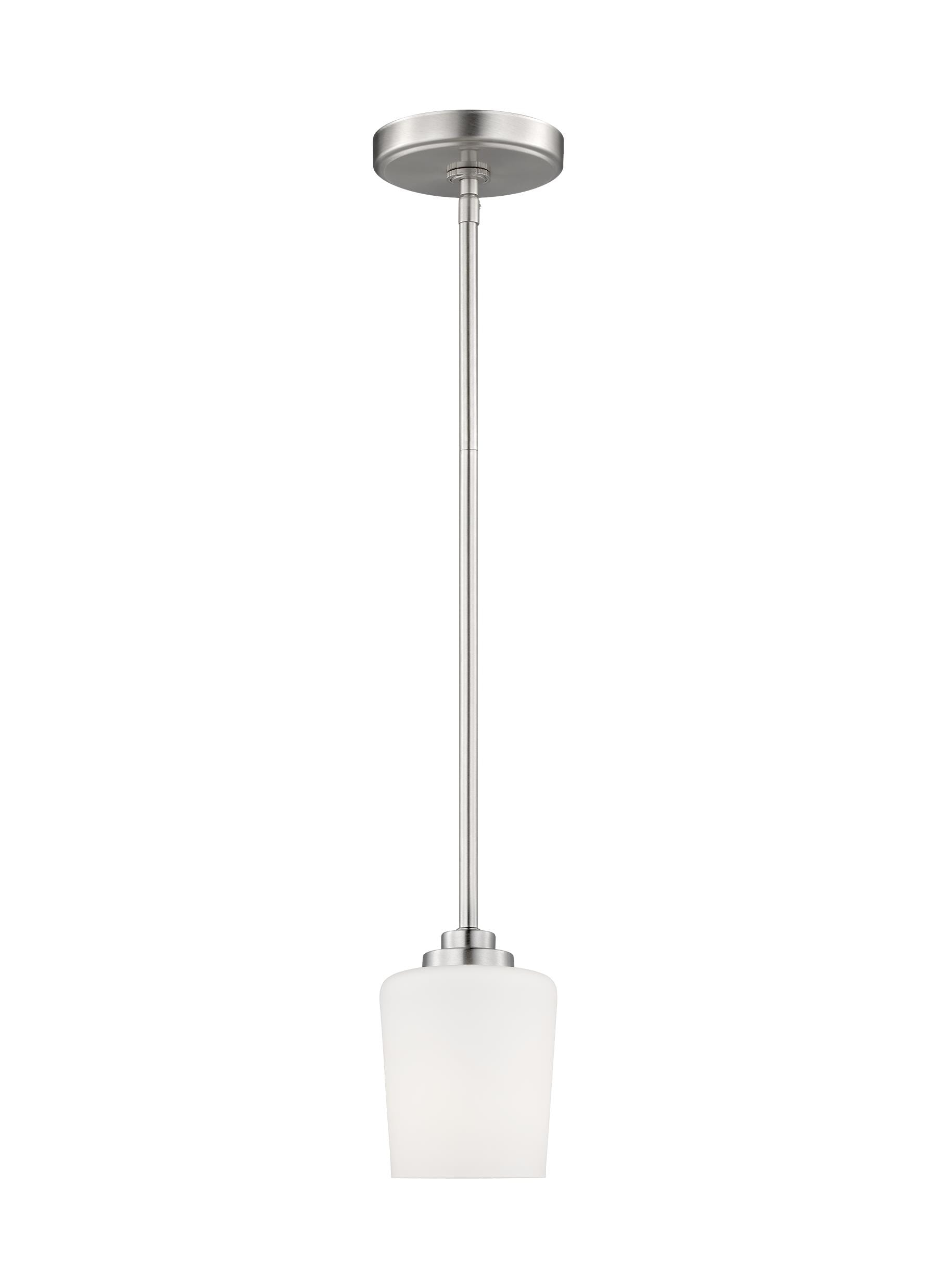Windom Transitional Mini-Pendant in Brushed Nickel with Etched Opal Glass