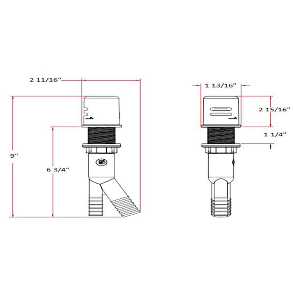 Design House 522946 Dish Washer Air Gap with Cover, Prevent Drain Water Back Up, Polished Chrome