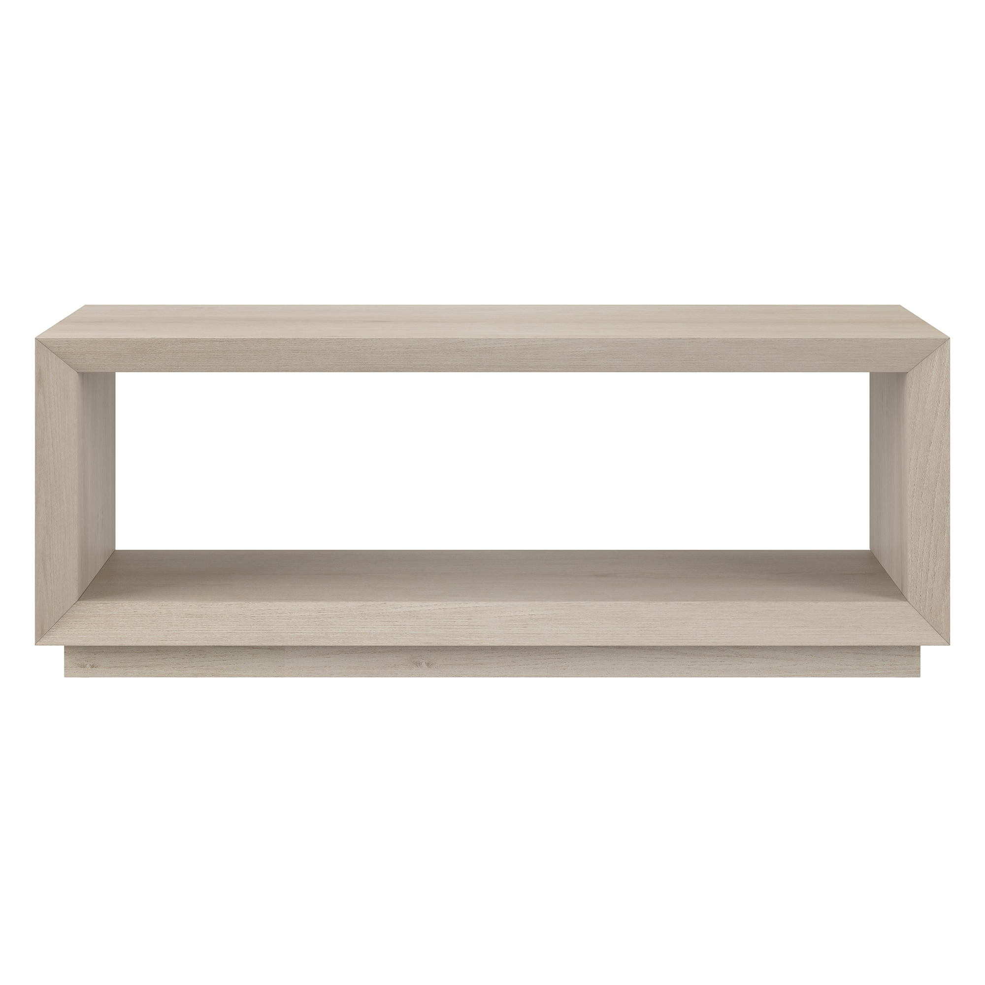 Alder White Rectangular Wood Coffee Table with Plinth Base