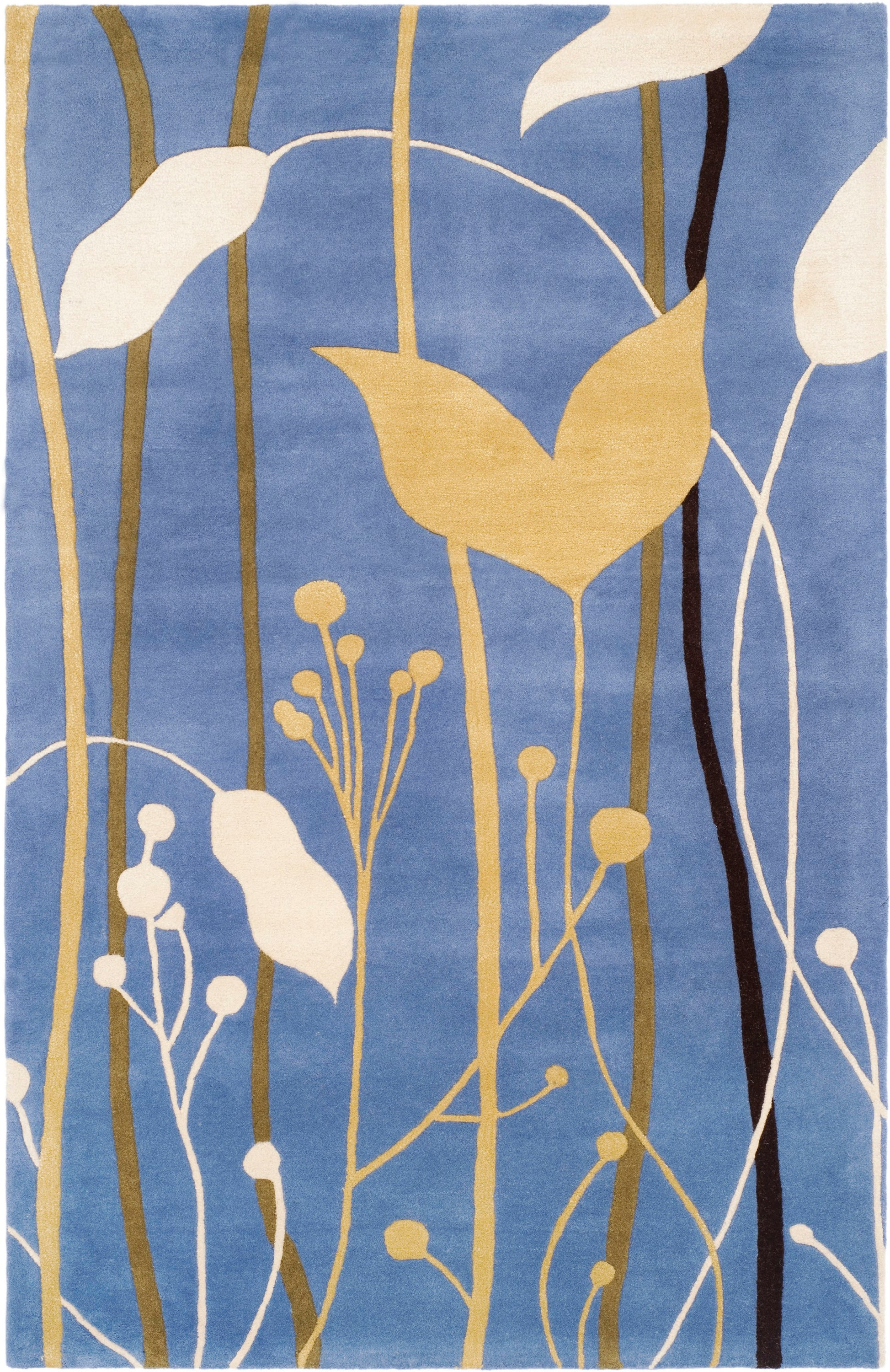 SAFAVIEH Soho Jordan Floral Wool Area Rug, Blue/Multi, 3'6" x 5'6"