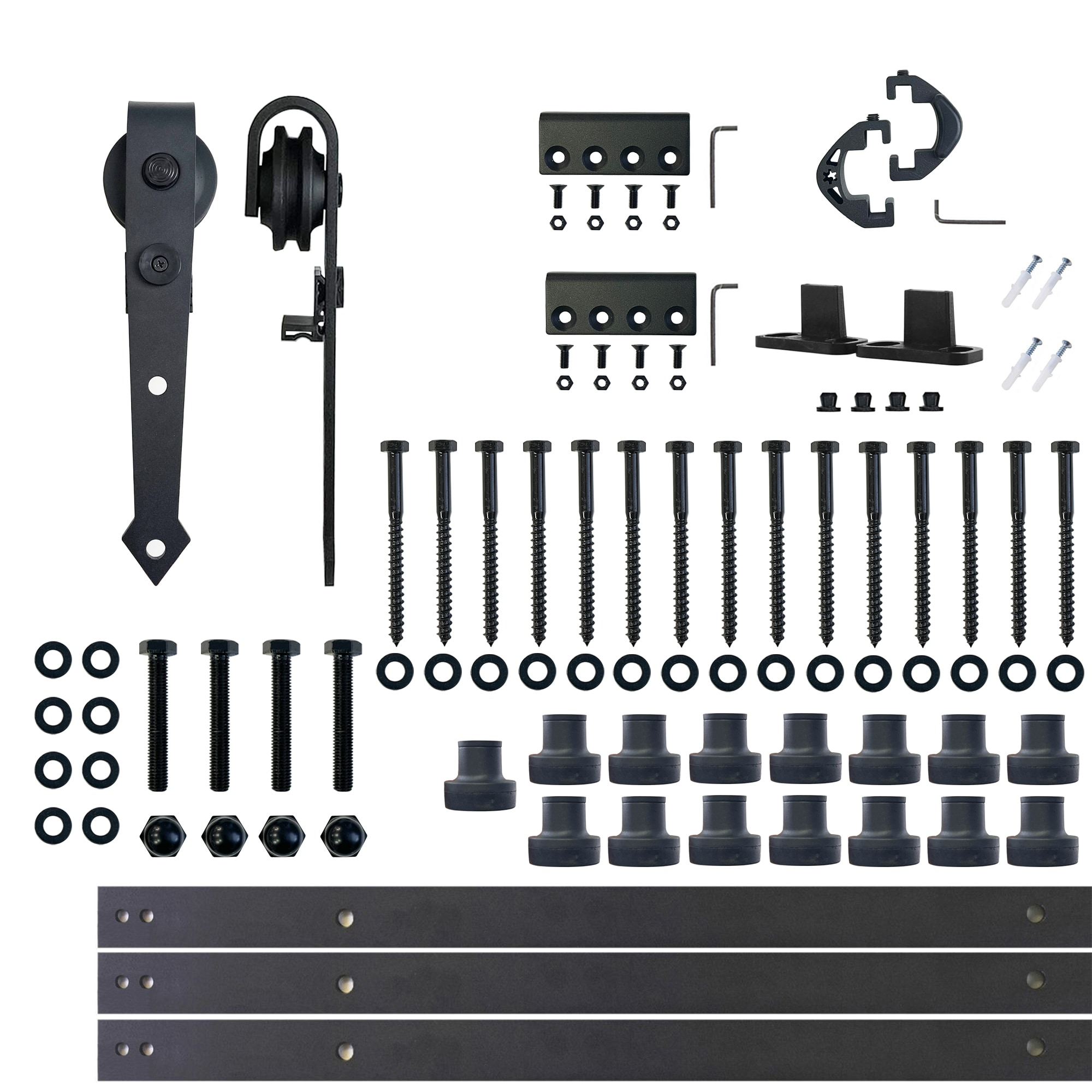 Homacer Black Rustic Sliding Barn Door Hardware Kit, for One/Single Door, 18ft Long Flat Track, Arrow Design Roller, Heavy Duty, for Interior & Exterior Use