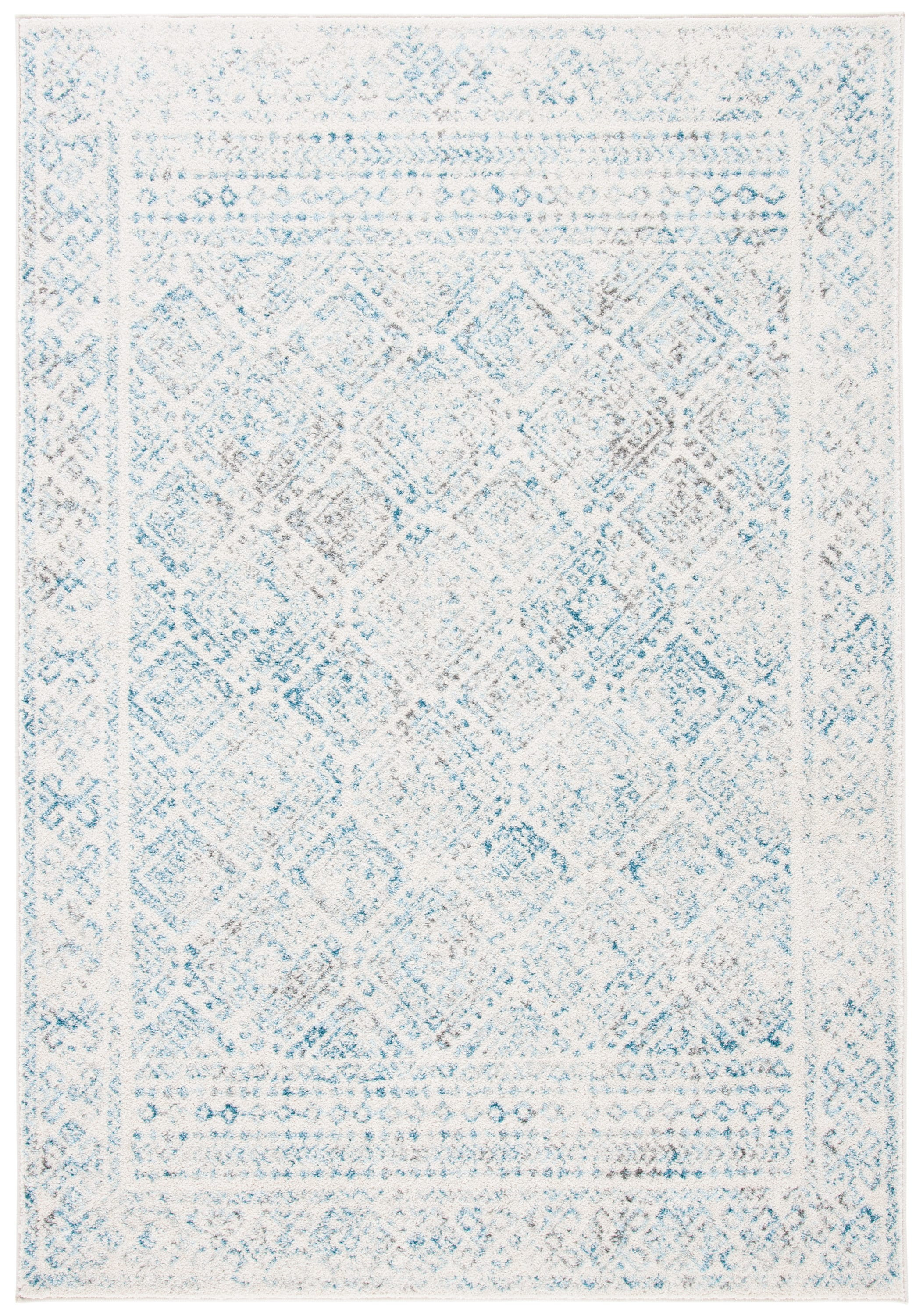 SAFAVIEH Tulum Ophelia Bordered Geometric Area Rug, 9' x 12', Ivory/Turquoise