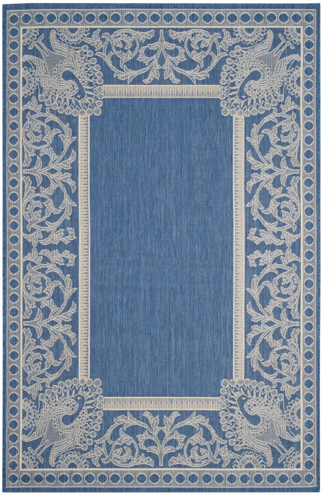 SAFAVIEH Courtyard Cooper Floral Indoor/Outdoor Area Rug, 9' x 12', Blue/Natural