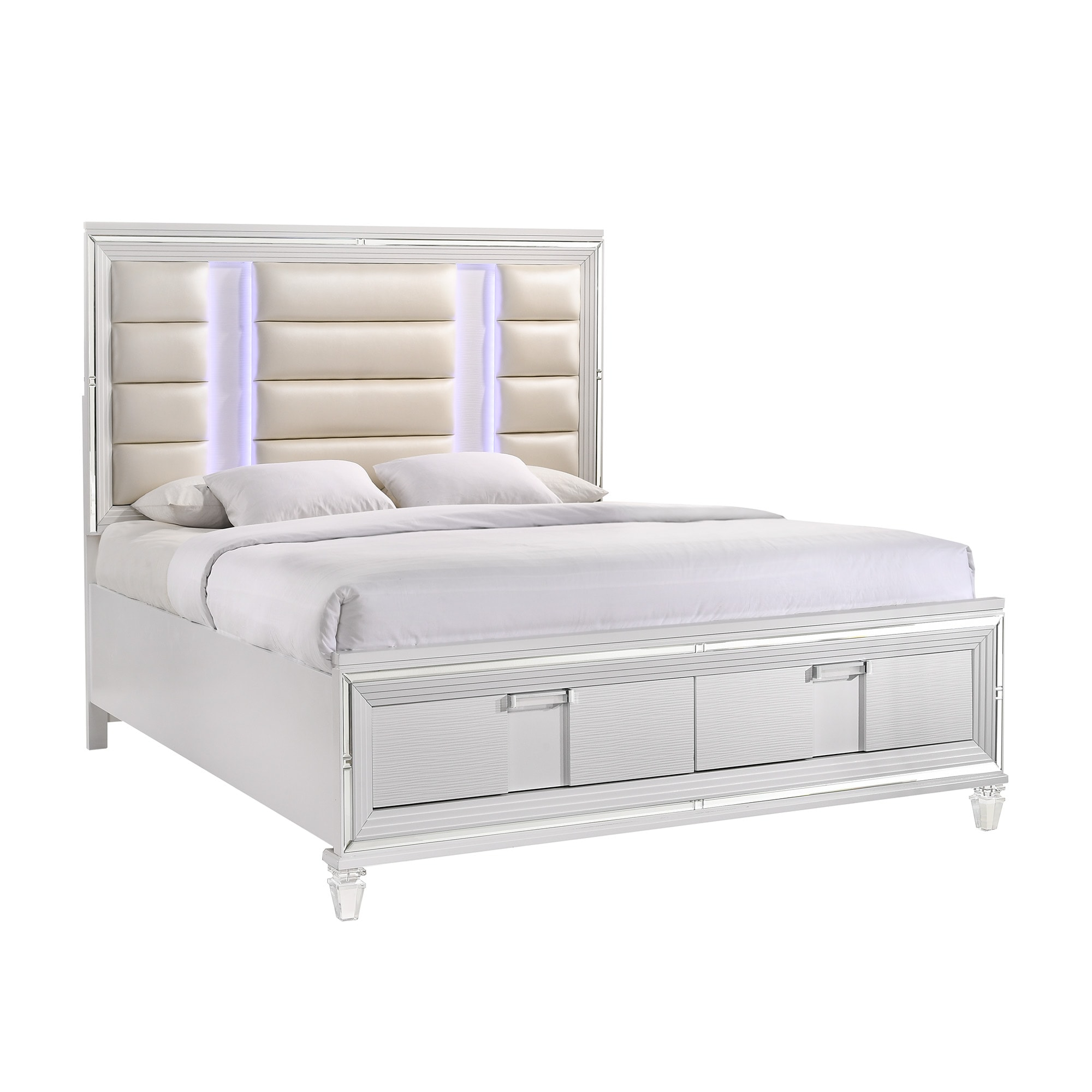 Picket House Furnishings Charlotte King Storage 4PC Bedroom Set in White