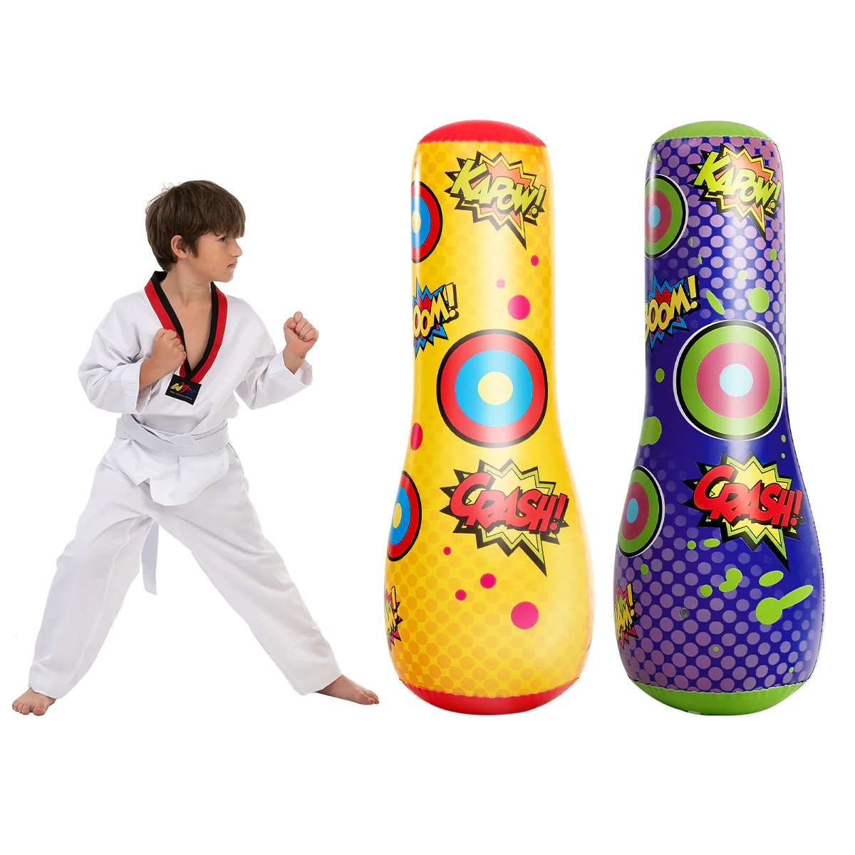 Joyfy 2 Pack Punching Bag for Kids,47 Inches Double-sided Inflatable Bop Bag With Bounce-back Action for Toddler