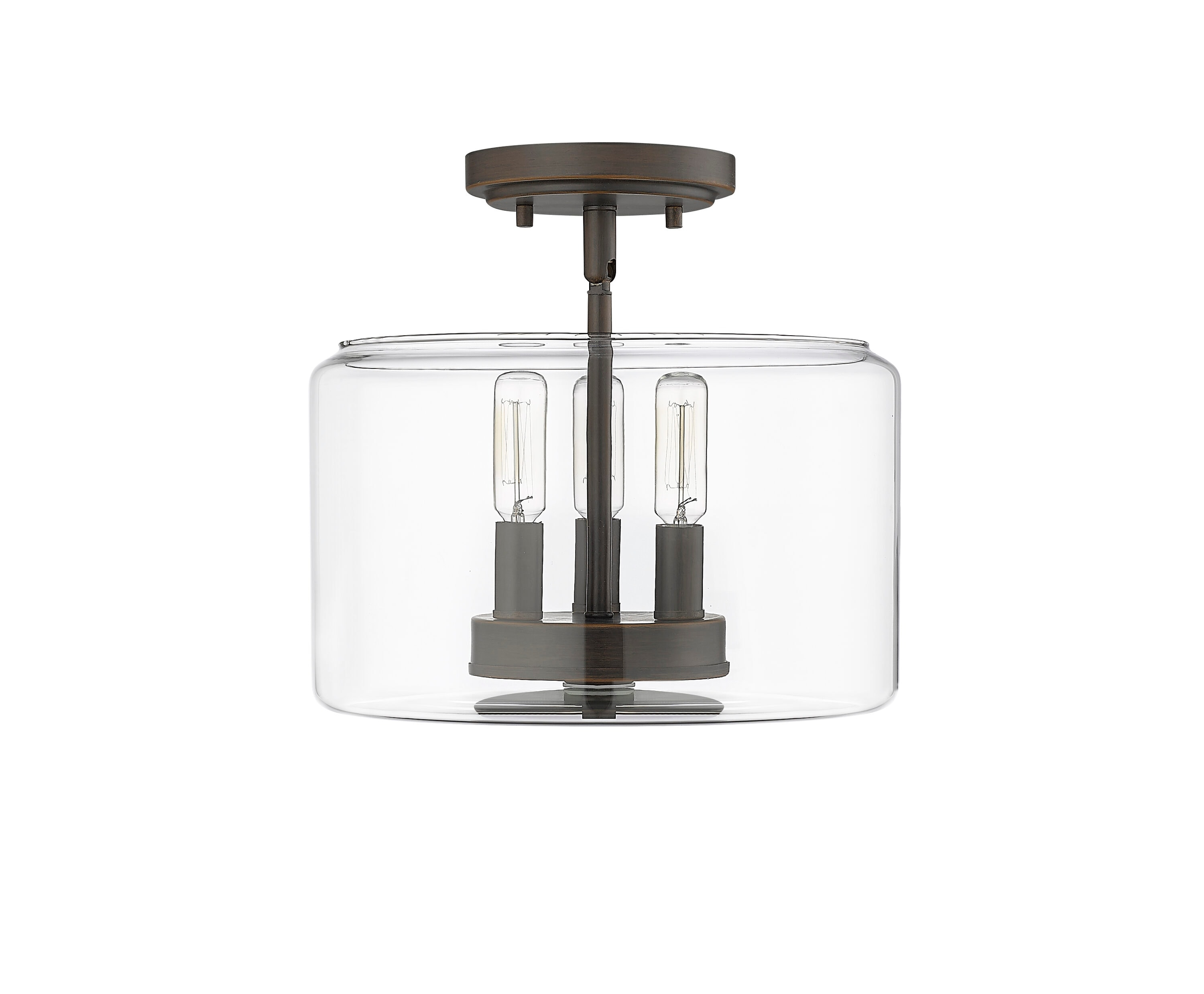 Asheville 11" Clear Glass and Bronze Semi-Flush Mount Light