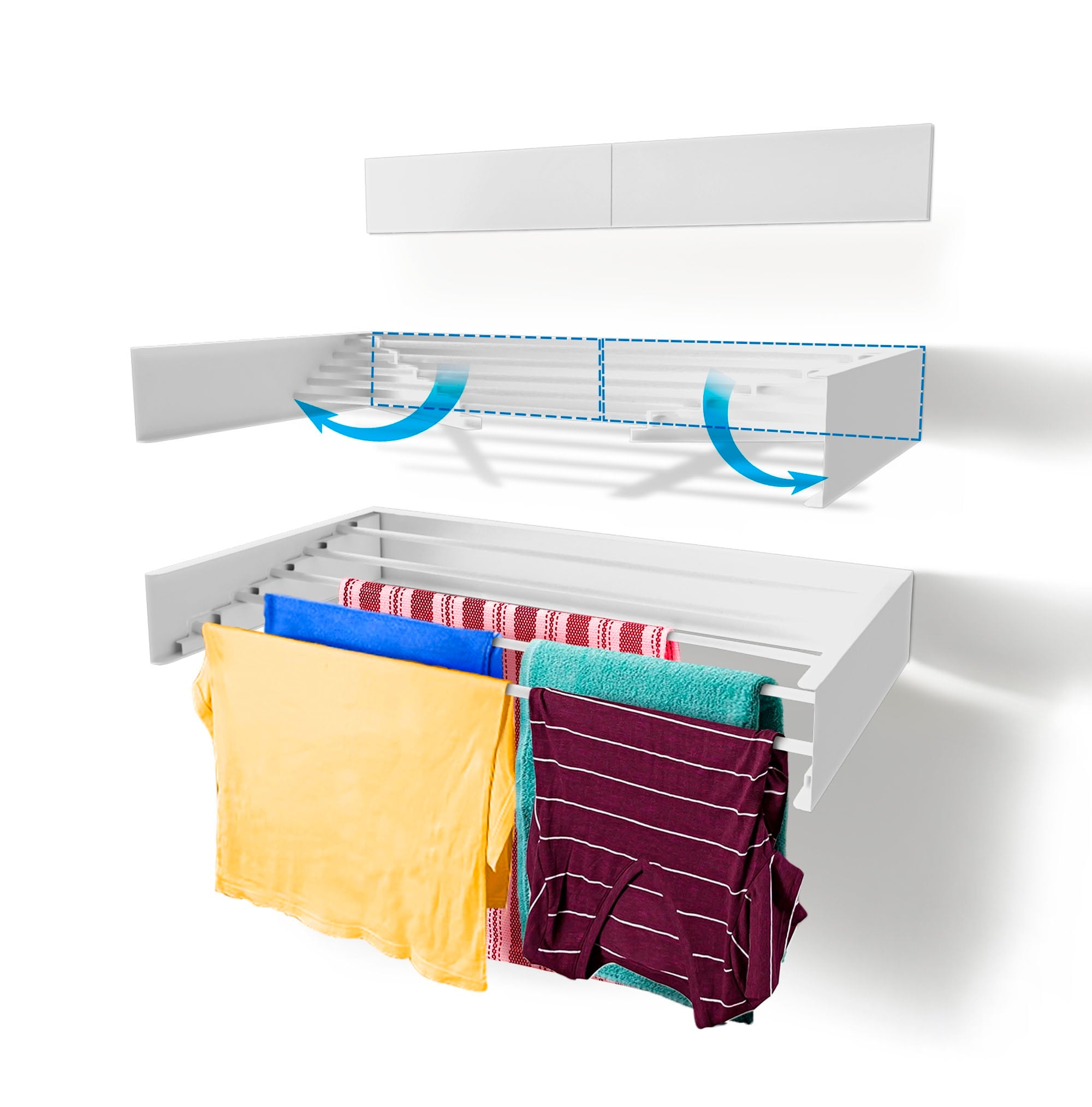 Step Up Products 27.5 in. Retractable Laundry Drying Rack; White