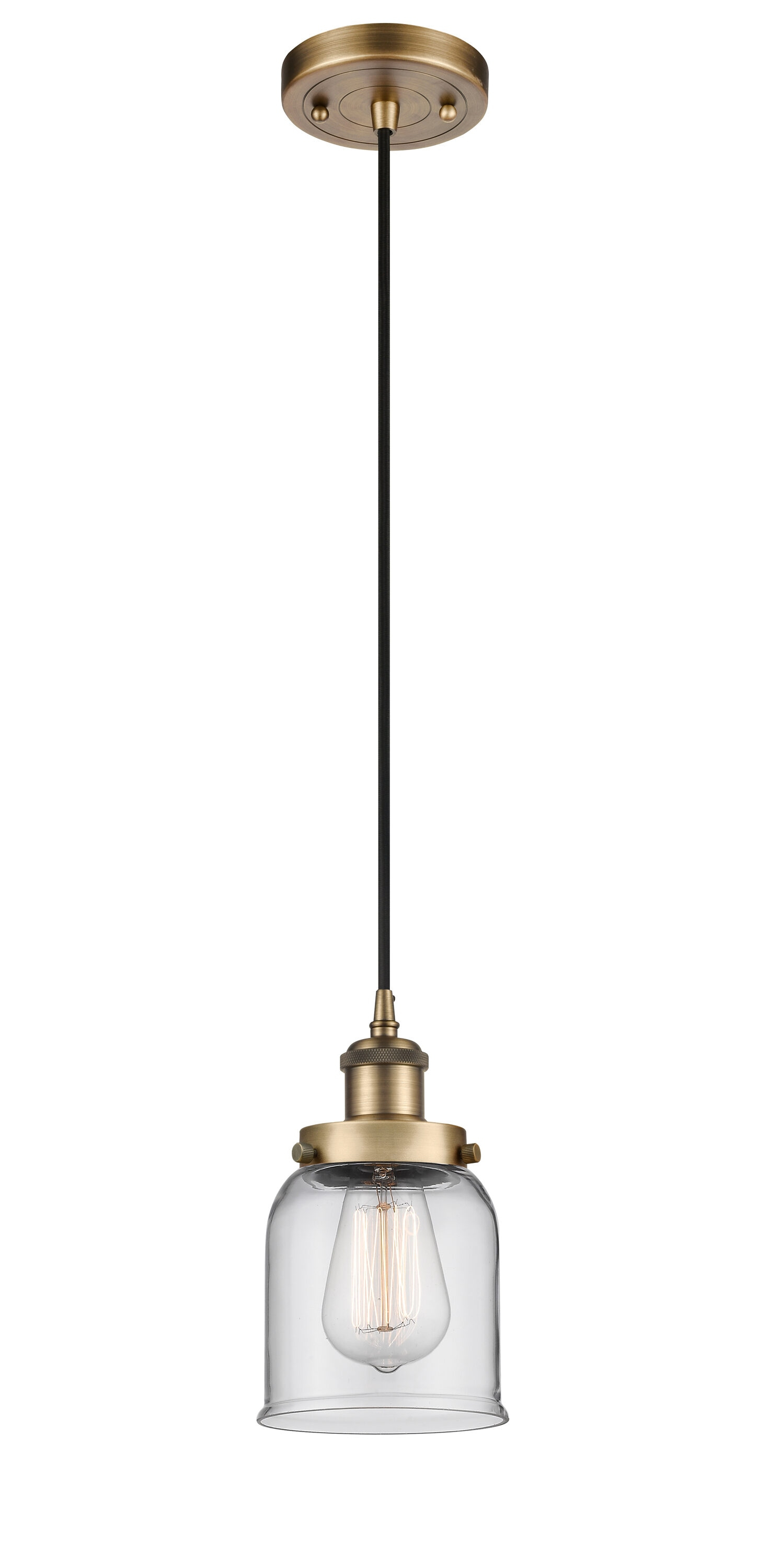 Brushed Brass Mini Pendant with Glass Shade, 10-inch