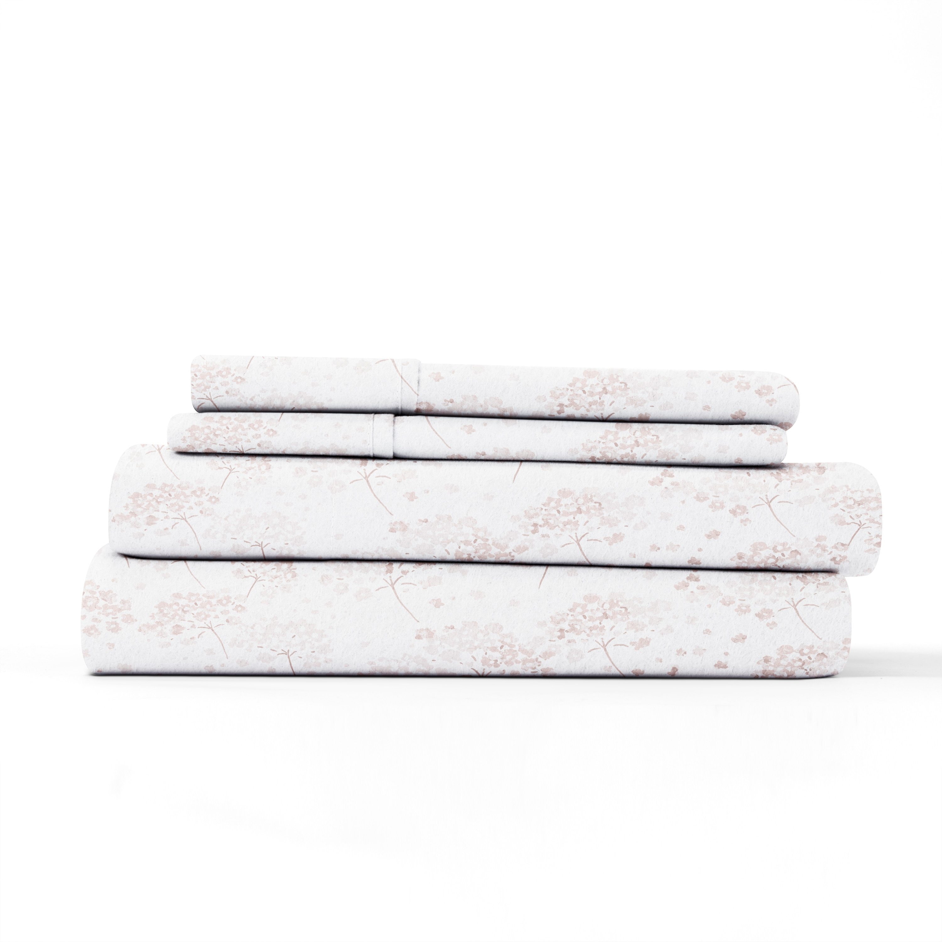 Pink Flower Bunch 4 Piece 100% Cotton Flannel Deep Pocket Sheet Set, Full, by Noble Linens
