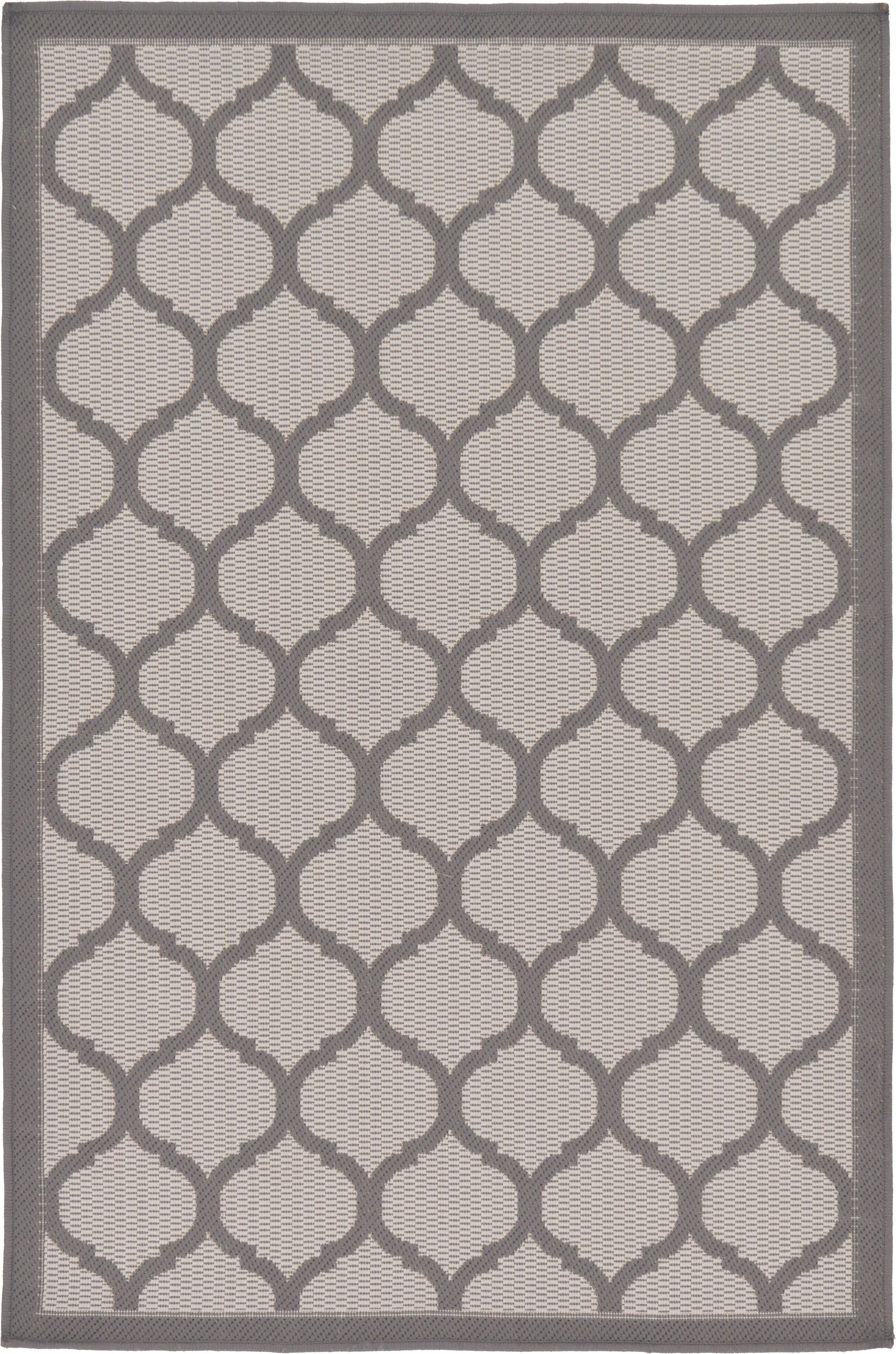 Elegant Gray Lattice Outdoor 3x5 Area Rug - Stain-resistant and Pet-friendly