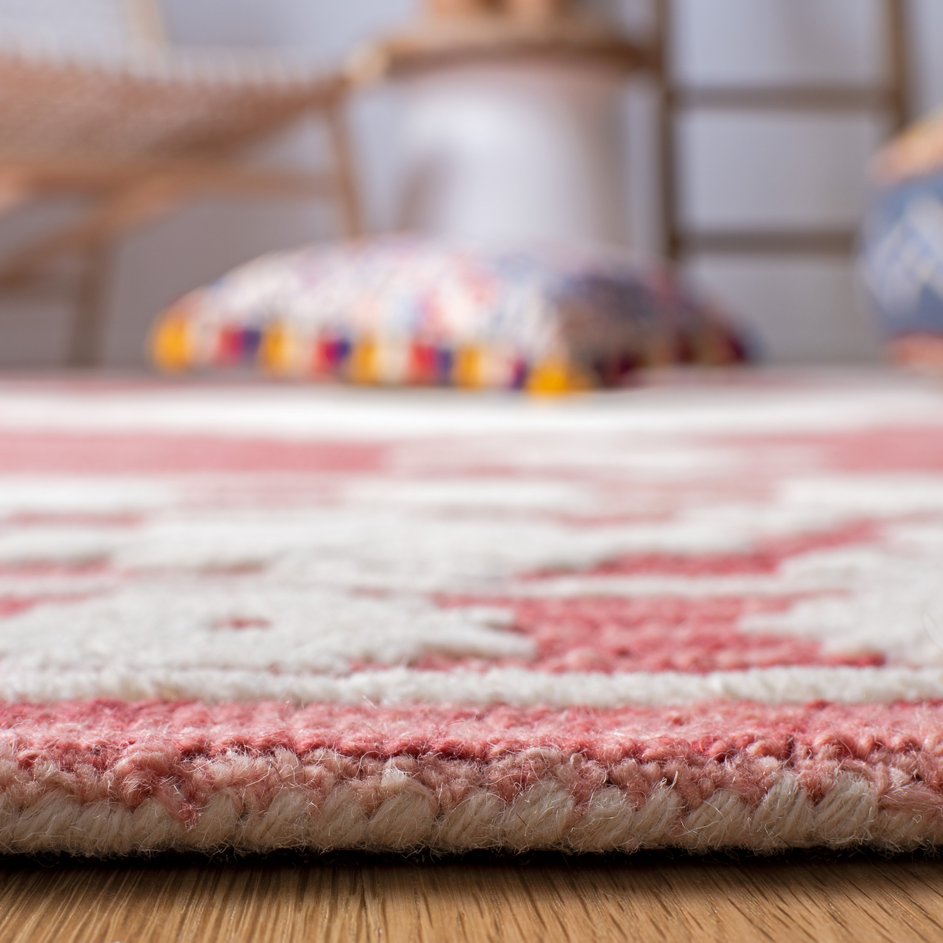 Ivory Abstract Wool Tufted Handmade Reversible Area Rug