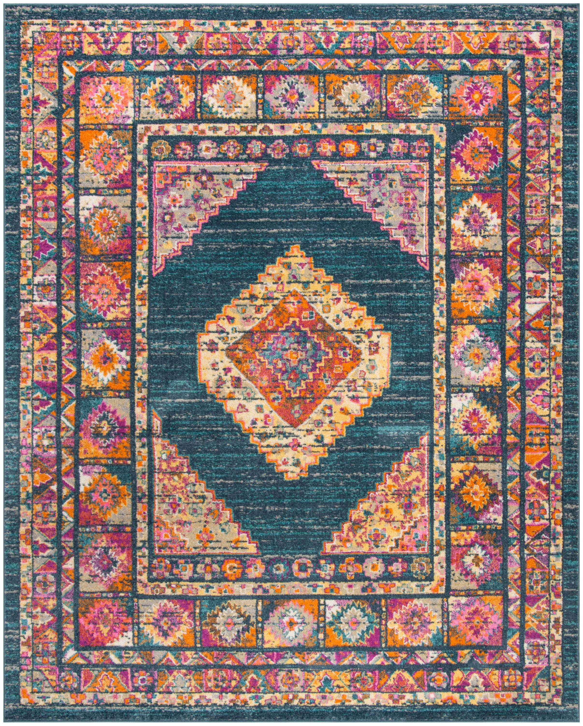 SAFAVIEH Madison Emmet Traditional Area Rug, Blue/Fuchsia, 10' x 14'
